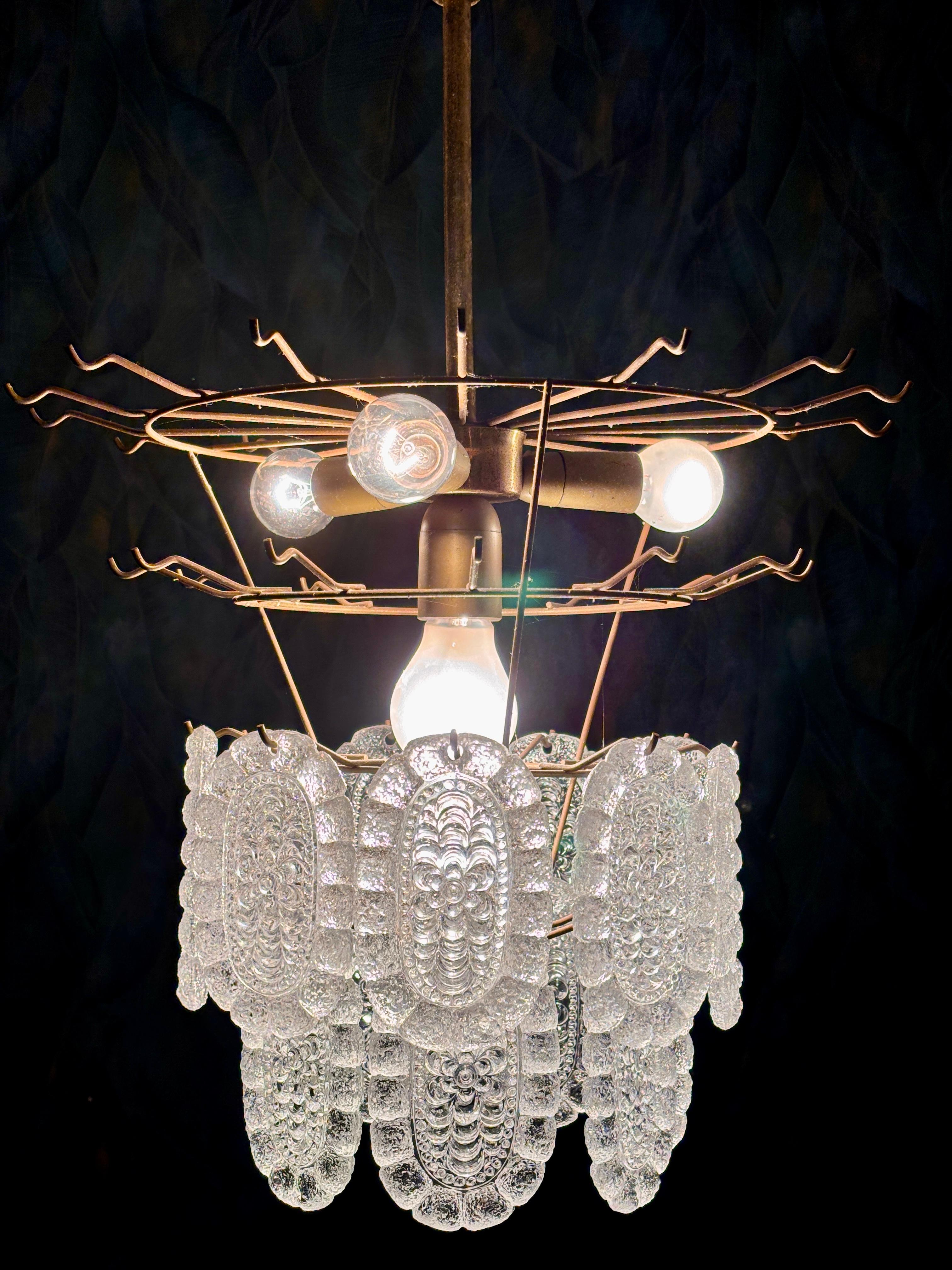 Glass chandelier 60s For Sale 8