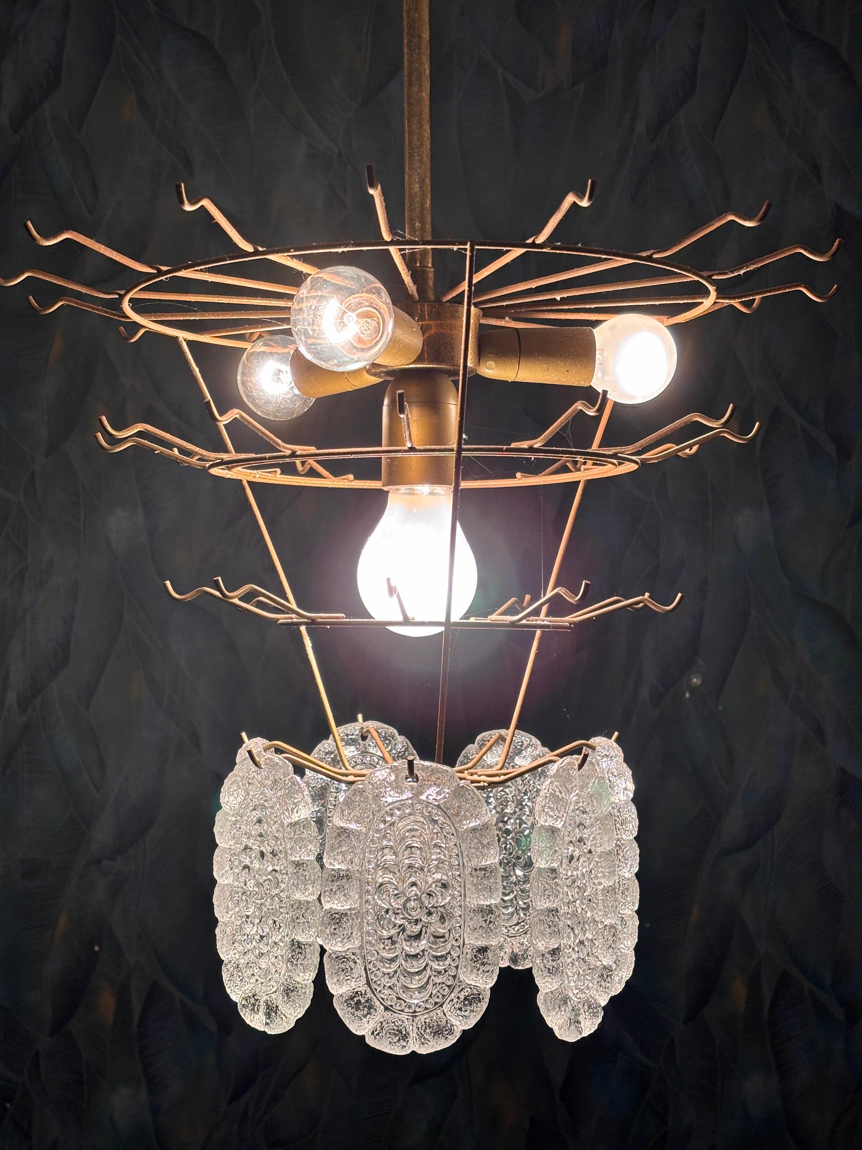 Glass chandelier 60s For Sale 9
