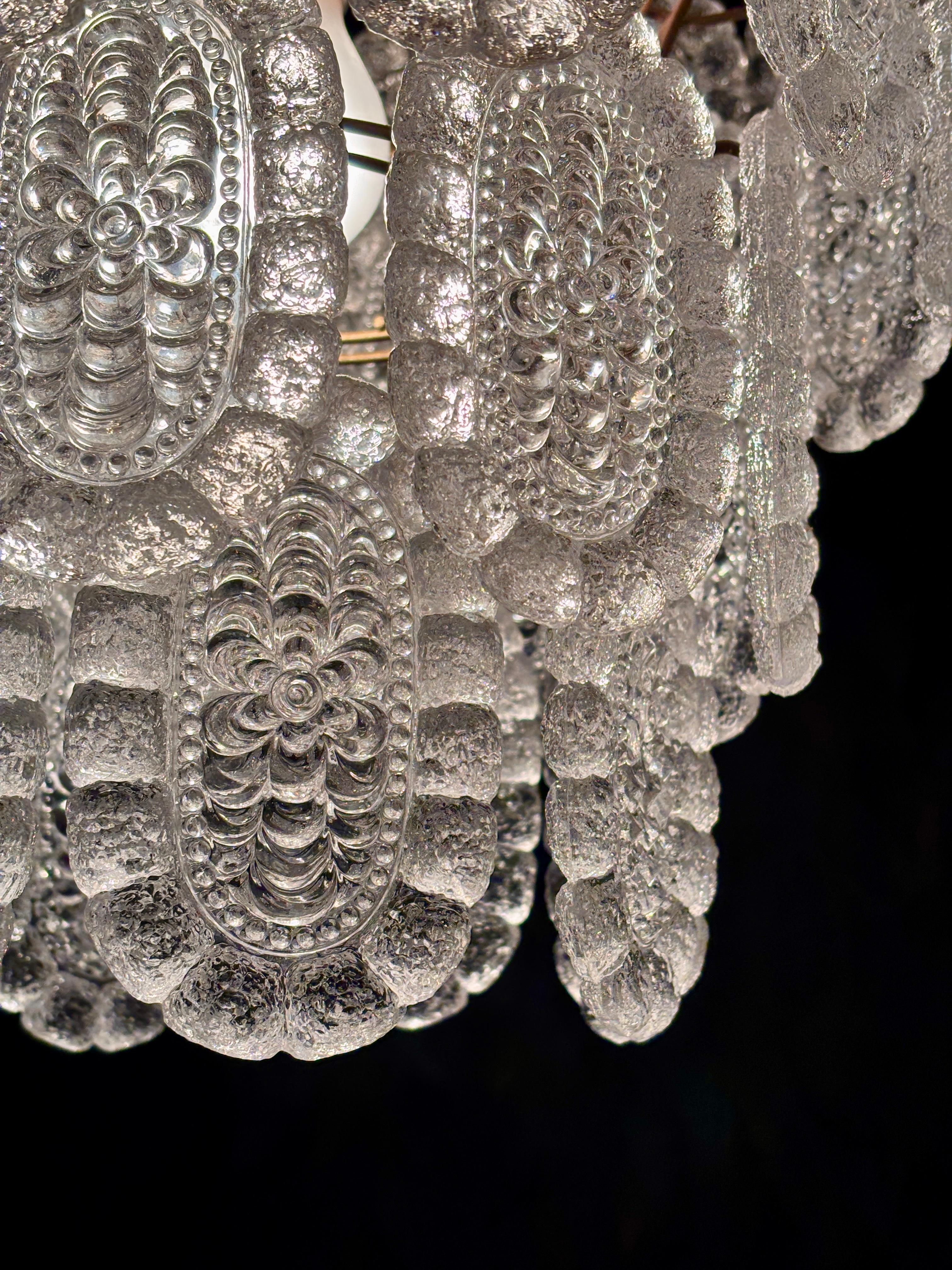 Mid-Century Modern Glass chandelier 60s For Sale