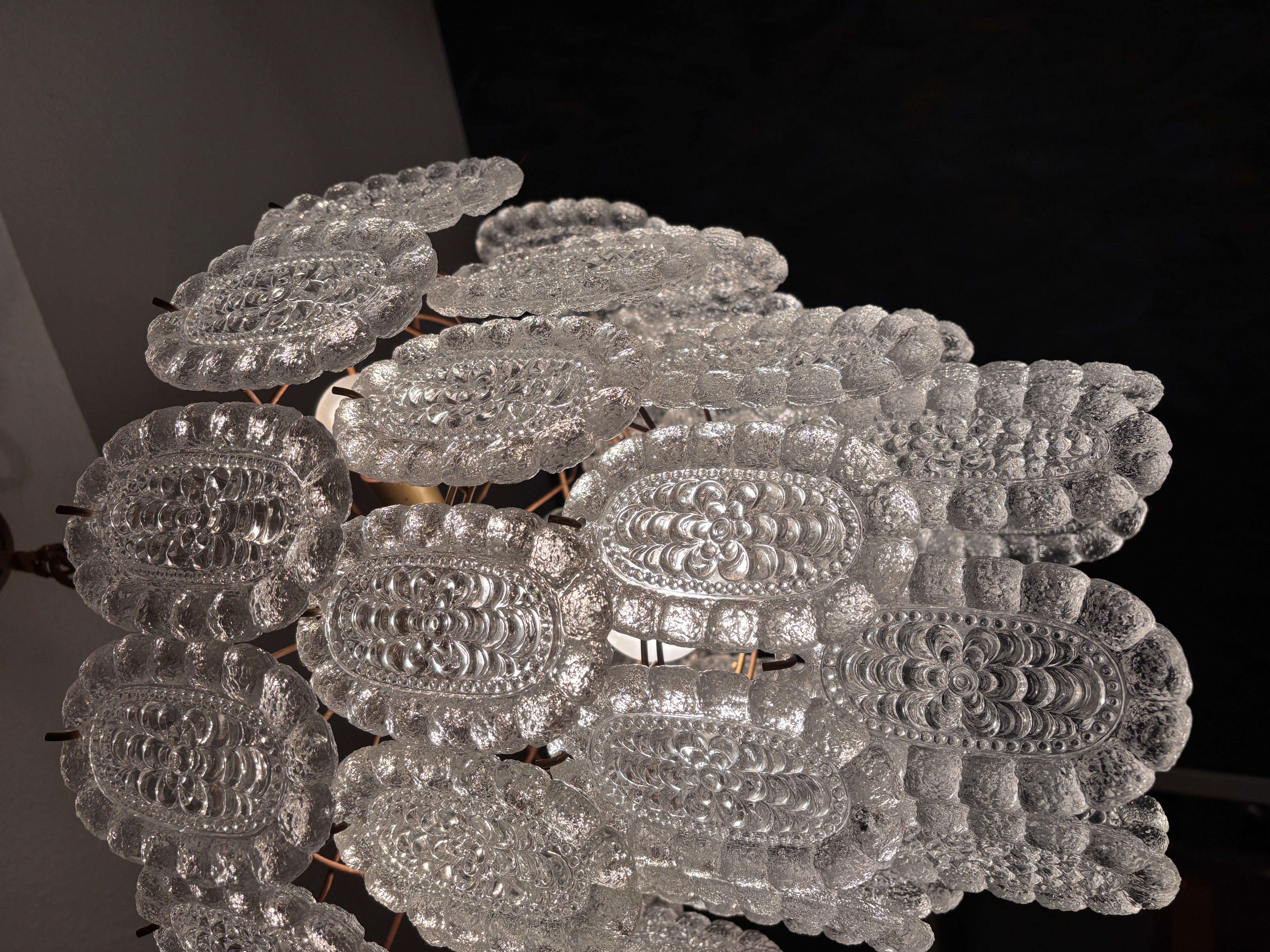 Mid-20th Century Glass chandelier 60s For Sale