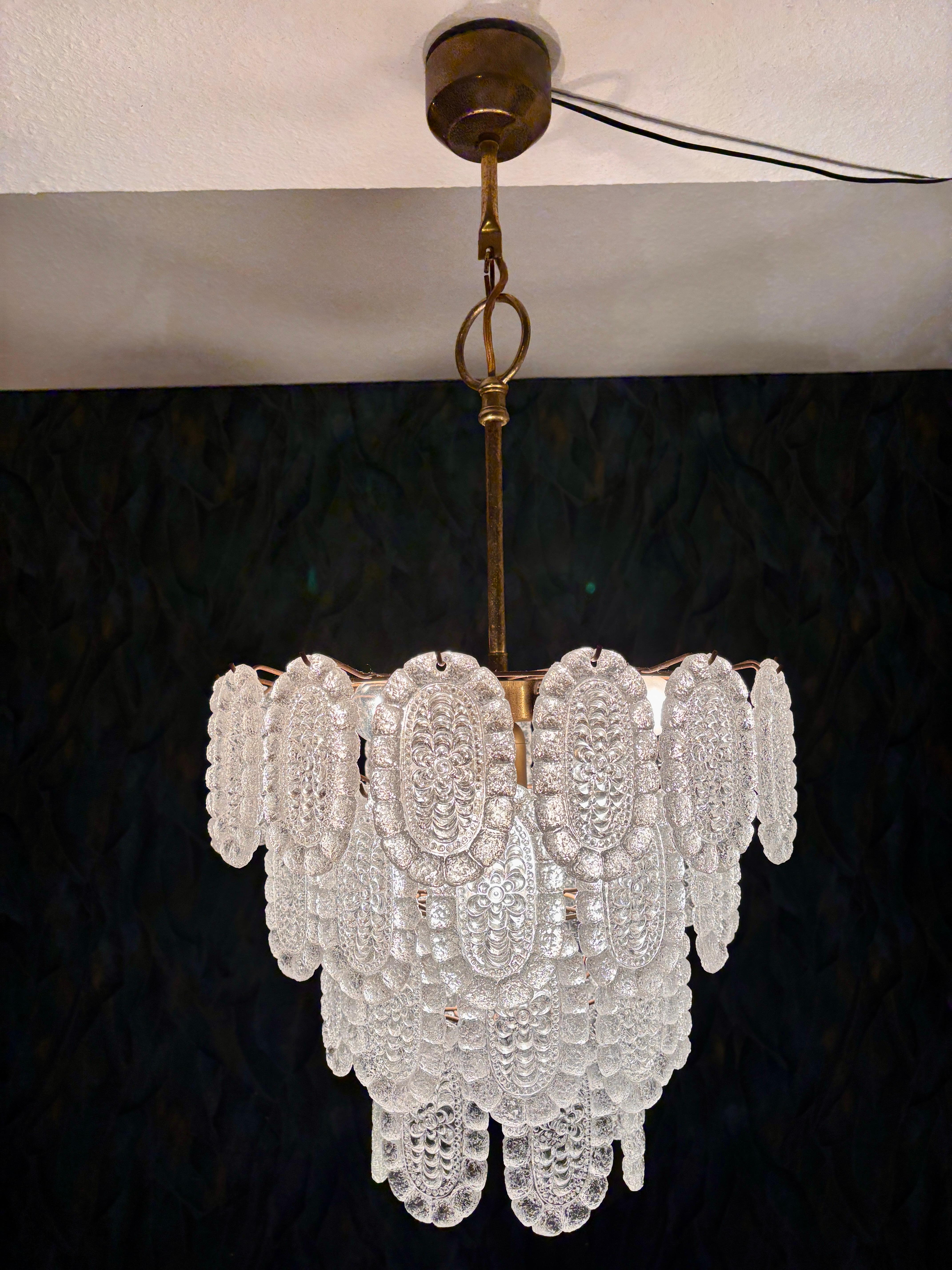 Glass chandelier 60s For Sale 1