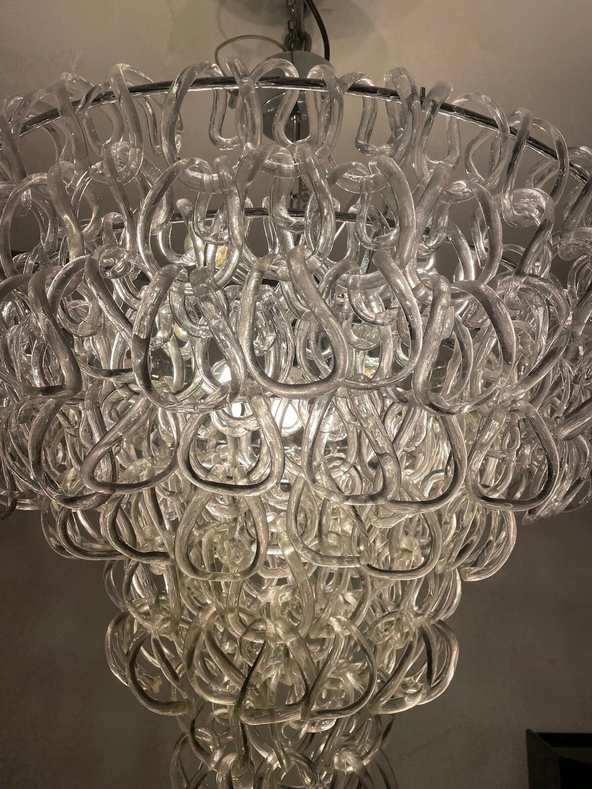 Mid-Century moderno Lampadario in vetro di Angelo Mangiarotti per Vistosi, Italia anni '70
