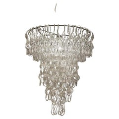 Lampadario in vetro di Angelo Mangiarotti per Vistosi, Italia anni '70