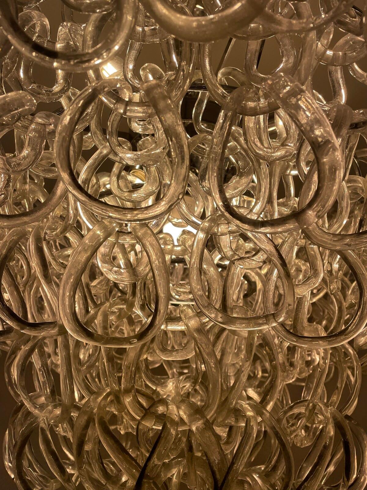 Italiano Lampadario in vetro di Angelo Mangiarotti per Vistosi, Italia anni '70