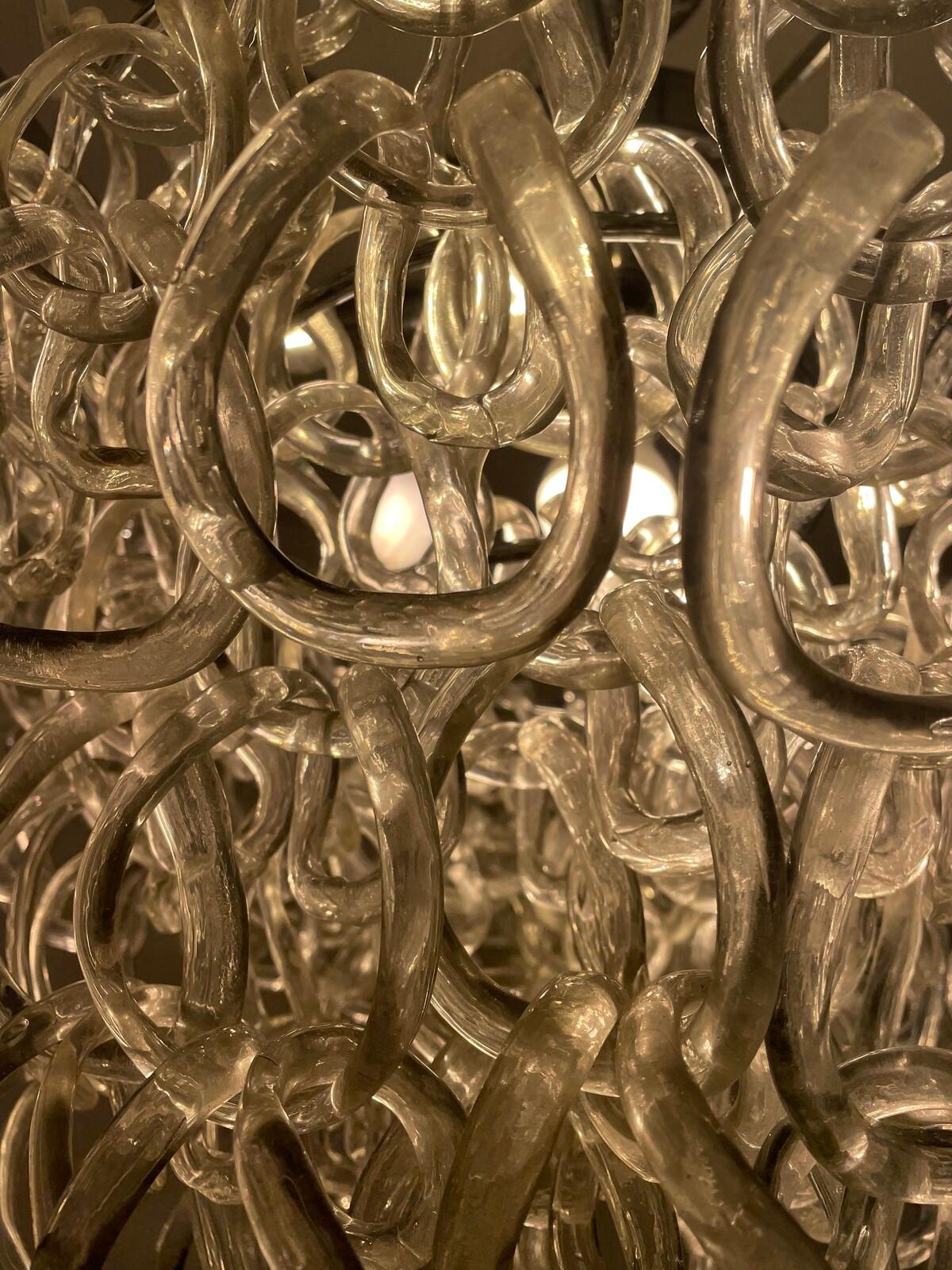 Fine XX secolo Lampadario in vetro di Angelo Mangiarotti per Vistosi, Italia anni '70