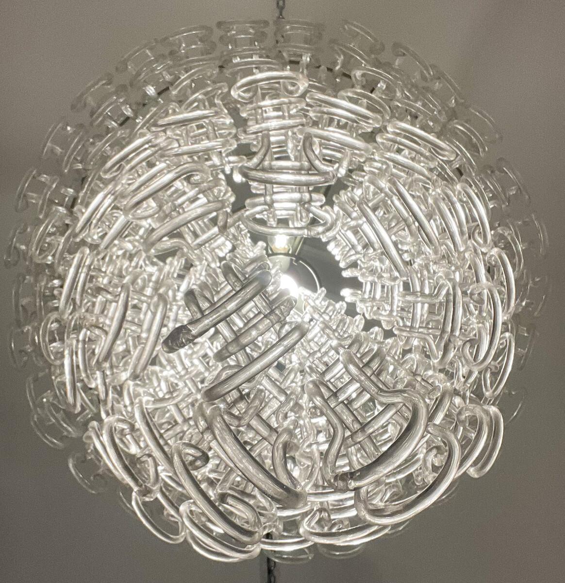 Glaskronleuchter aus Glas von Angelo Mangiarotti für Vistosi, Italien, 1970er Jahre (Ende des 20. Jahrhunderts) im Angebot