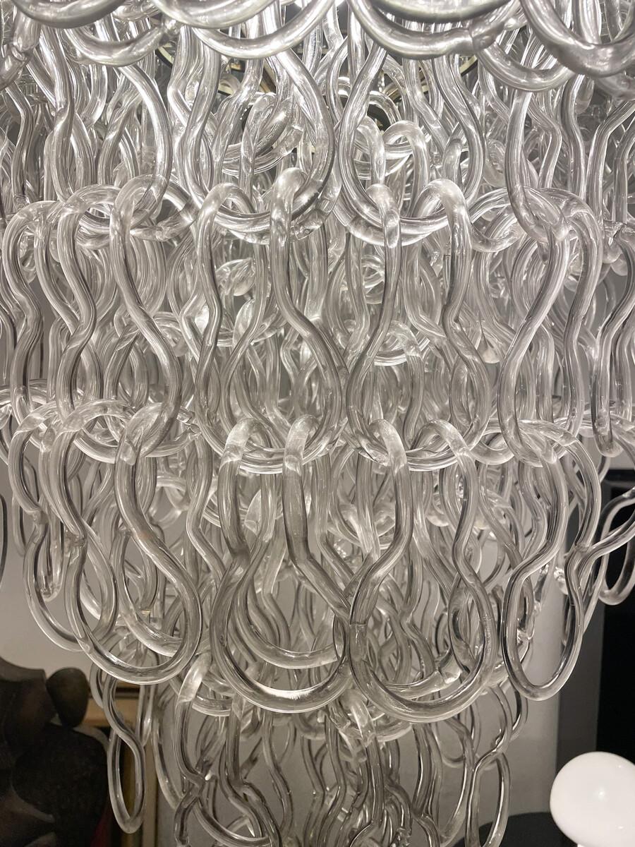 Glaskronleuchter aus Glas von Angelo Mangiarotti für Vistosi, Italien, 1970er Jahre (Muranoglas) im Angebot