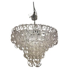 Lampadario in vetro di Angelo Mangiarotti per Vistosi, Italia anni '70