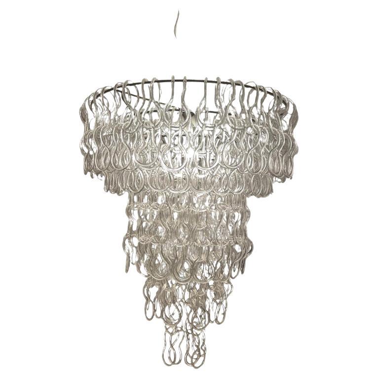 Lustre en verre Angelo Mangiarotti pour Vistosi, Italie, années 1970
