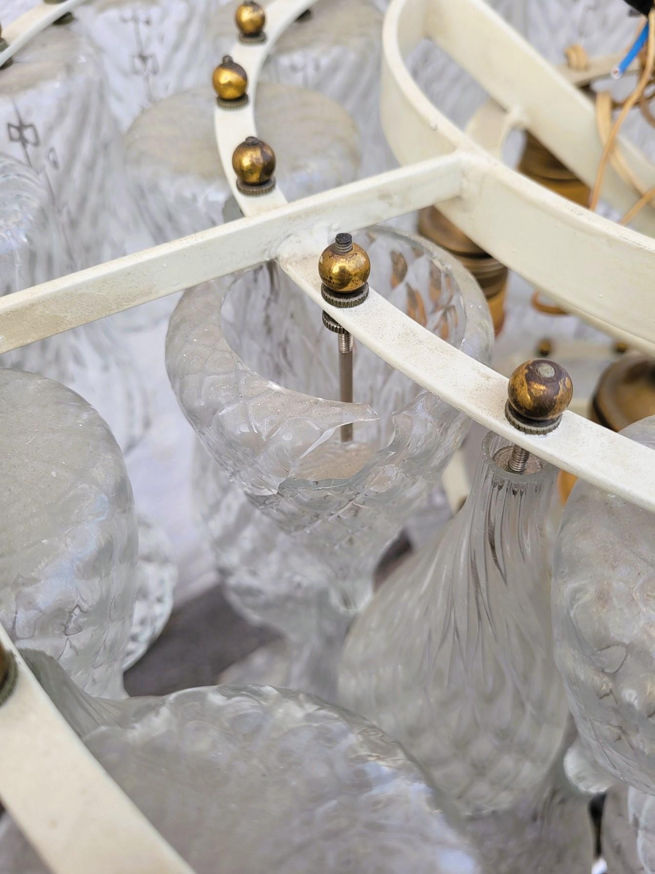 Italian Glass Chandelier / Ceiling Lamp, Venini, 20th Century For Sale