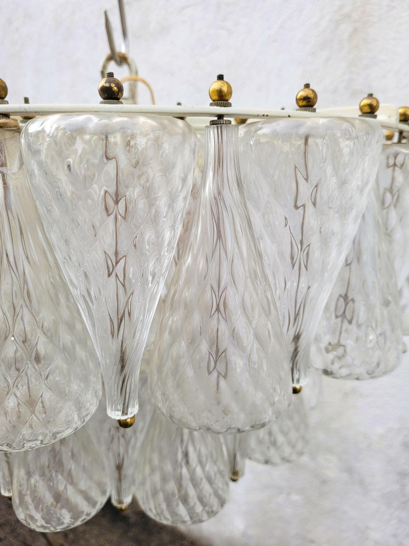 Glass Chandelier / Ceiling Lamp, Venini, 20th Century In Good Condition For Sale In MARSEILLE, FR