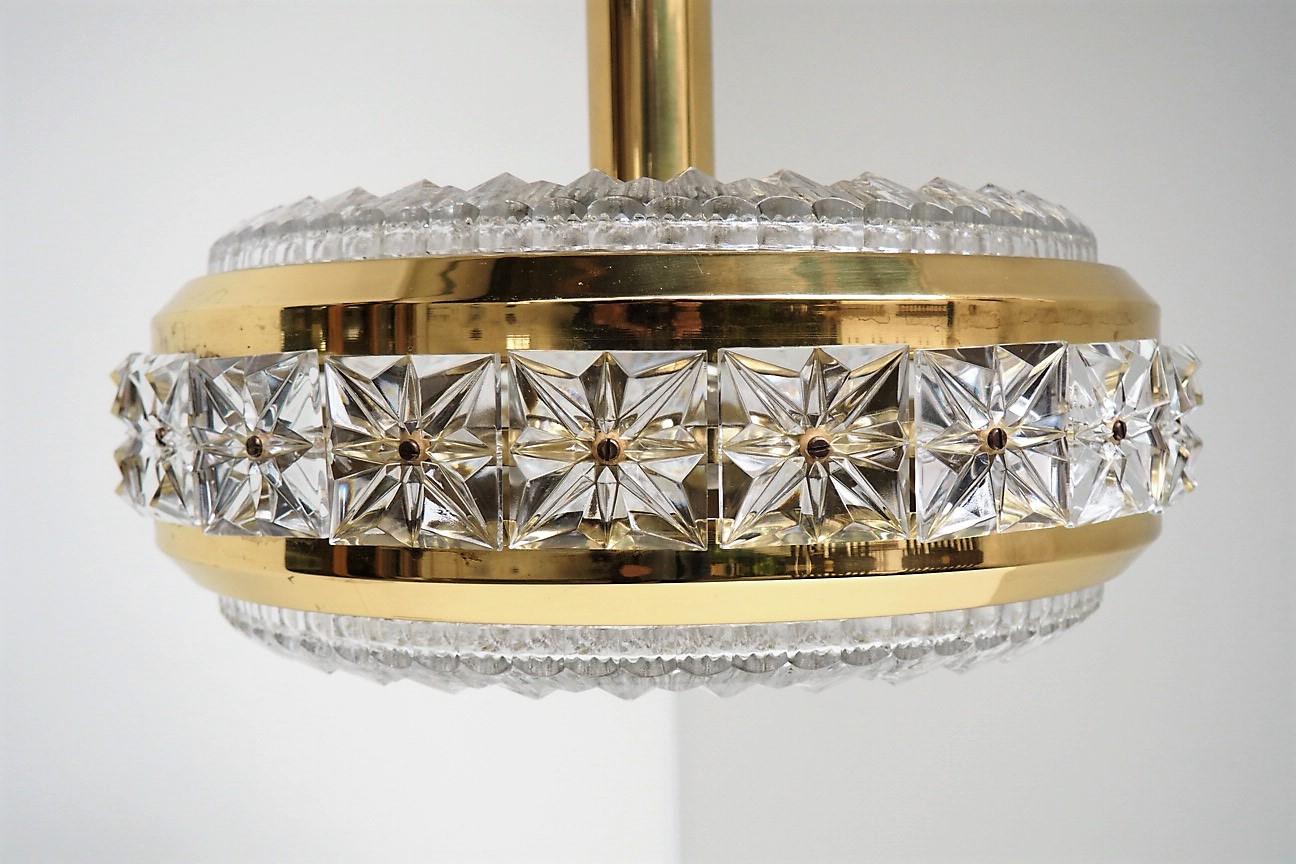Mid-20th Century Glass Chandelier in Hollywood Regency Style, Danish Design from Vitrika, 1960s For Sale