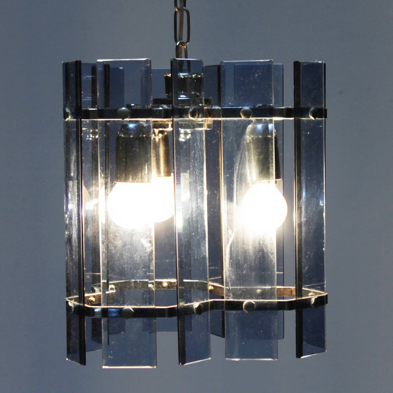 Glass Chandelier in the Manner of Fontana Arte For Sale 5