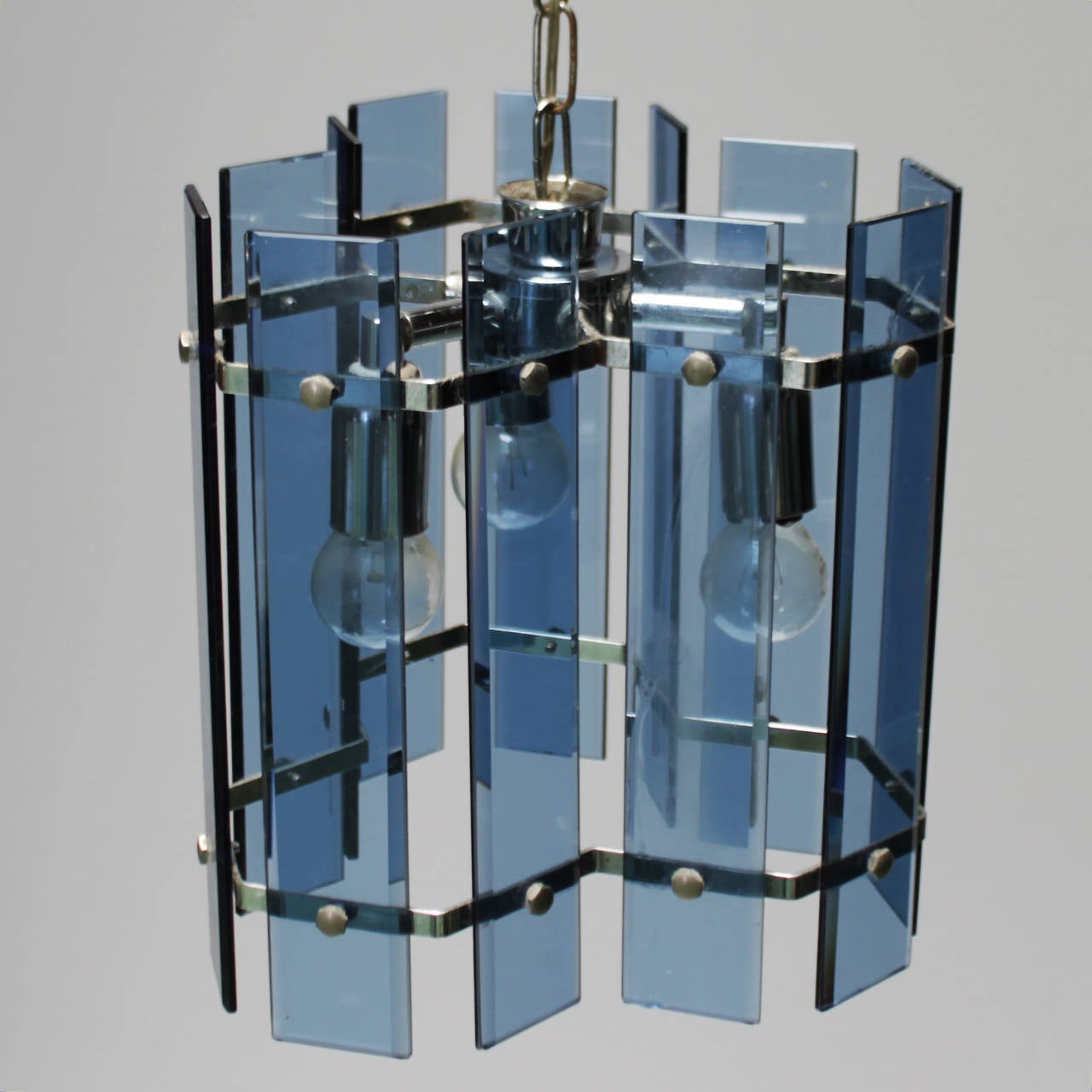 Glass Chandelier in the Manner of Fontana Arte In Good Condition For Sale In JM Haarlem, NL