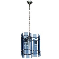 Glass Chandelier in the Manner of Fontana Arte