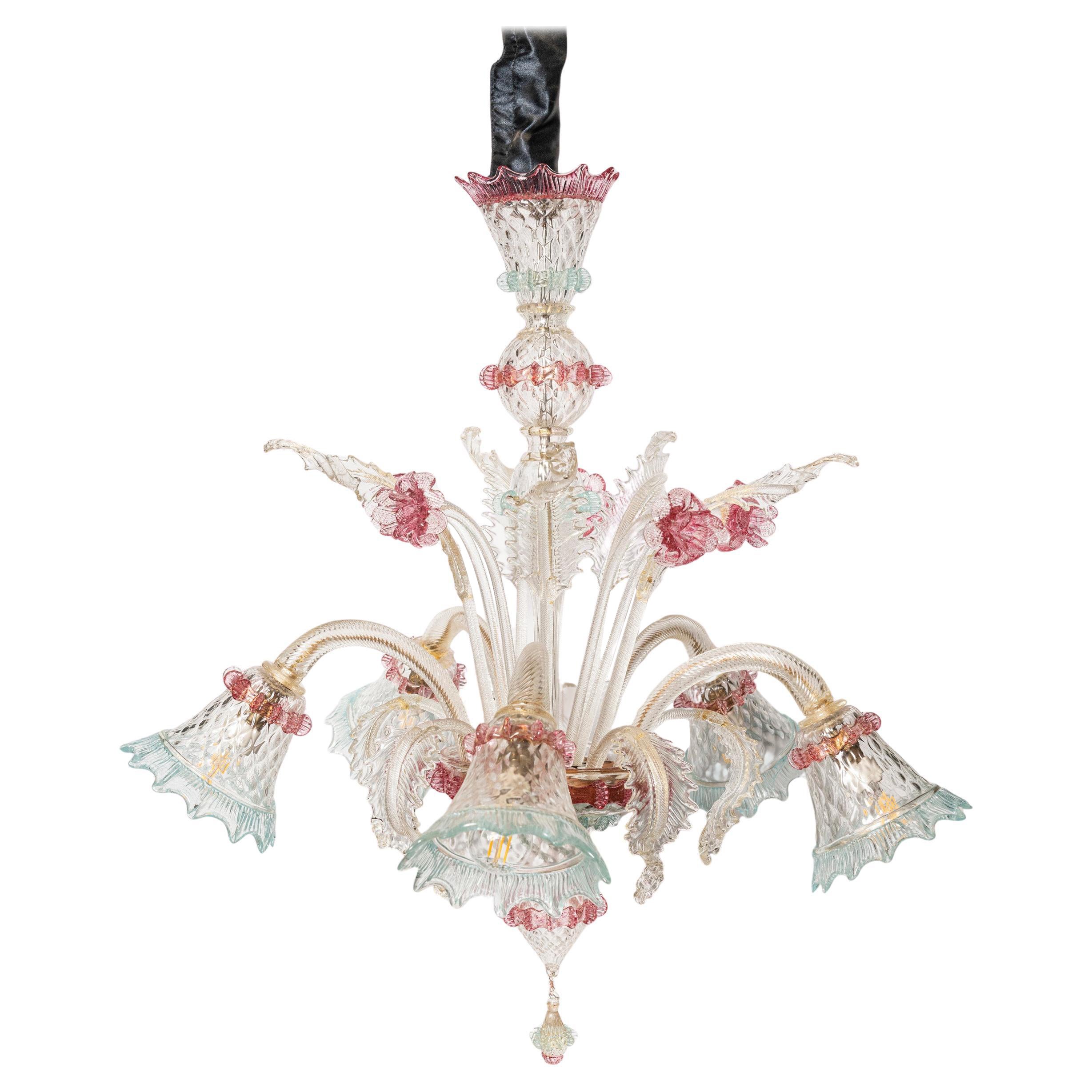 Glass Chandelier, Italy, circa 1940. For Sale