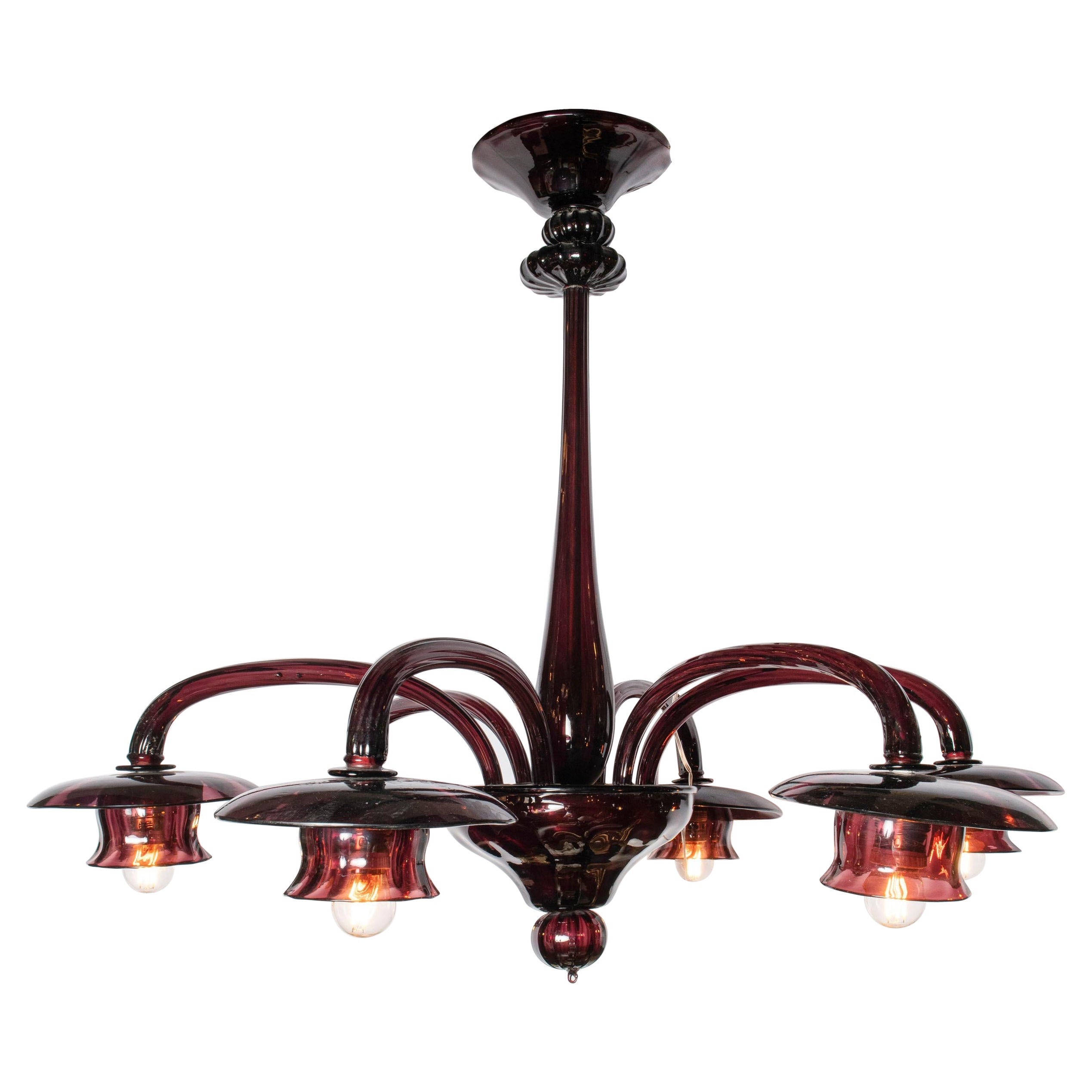 Glass Chandelier, Italy, Mid-20th Century For Sale