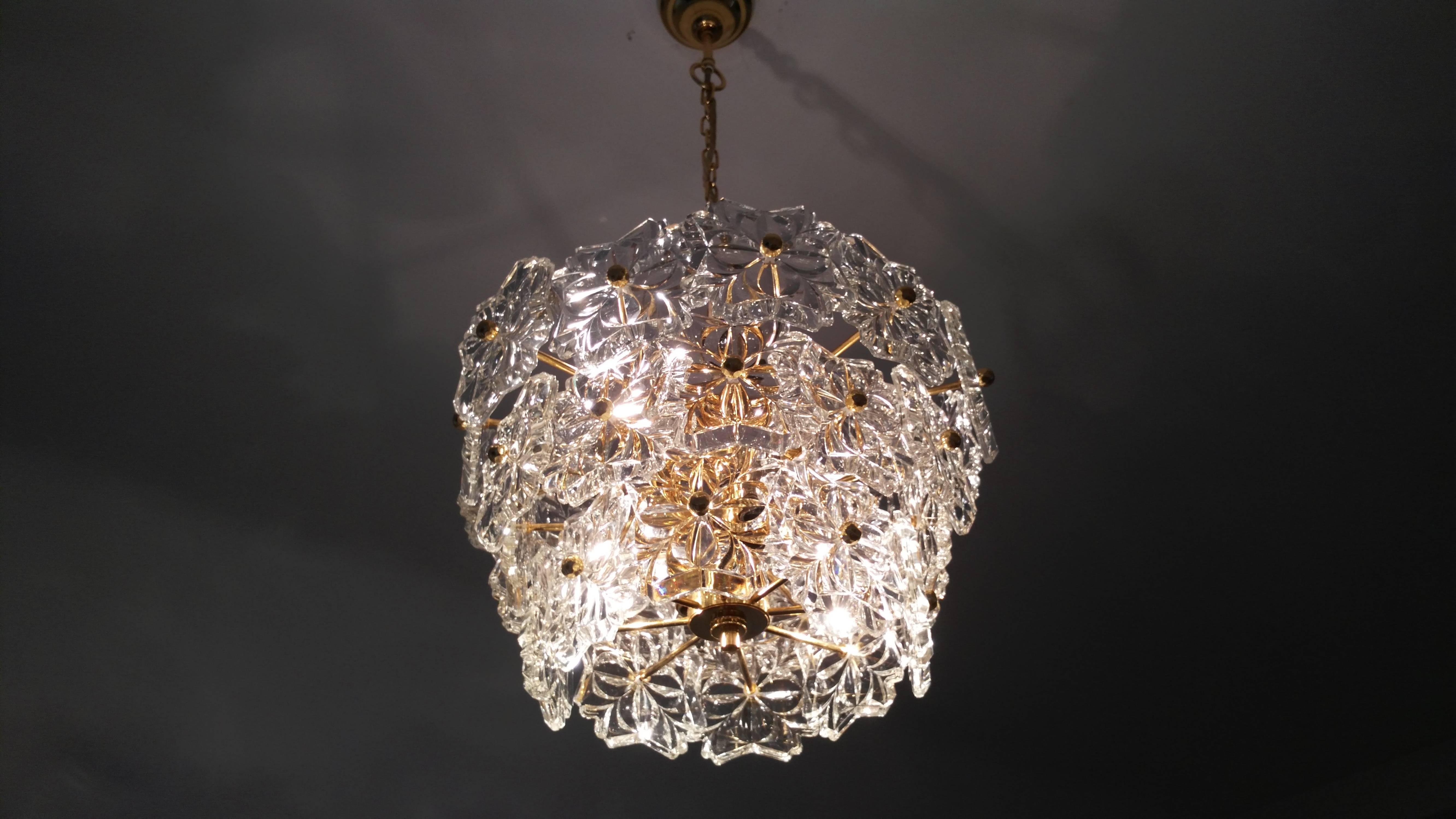 Fine XX secolo Lampadario in vetro Kinkeldey in vendita