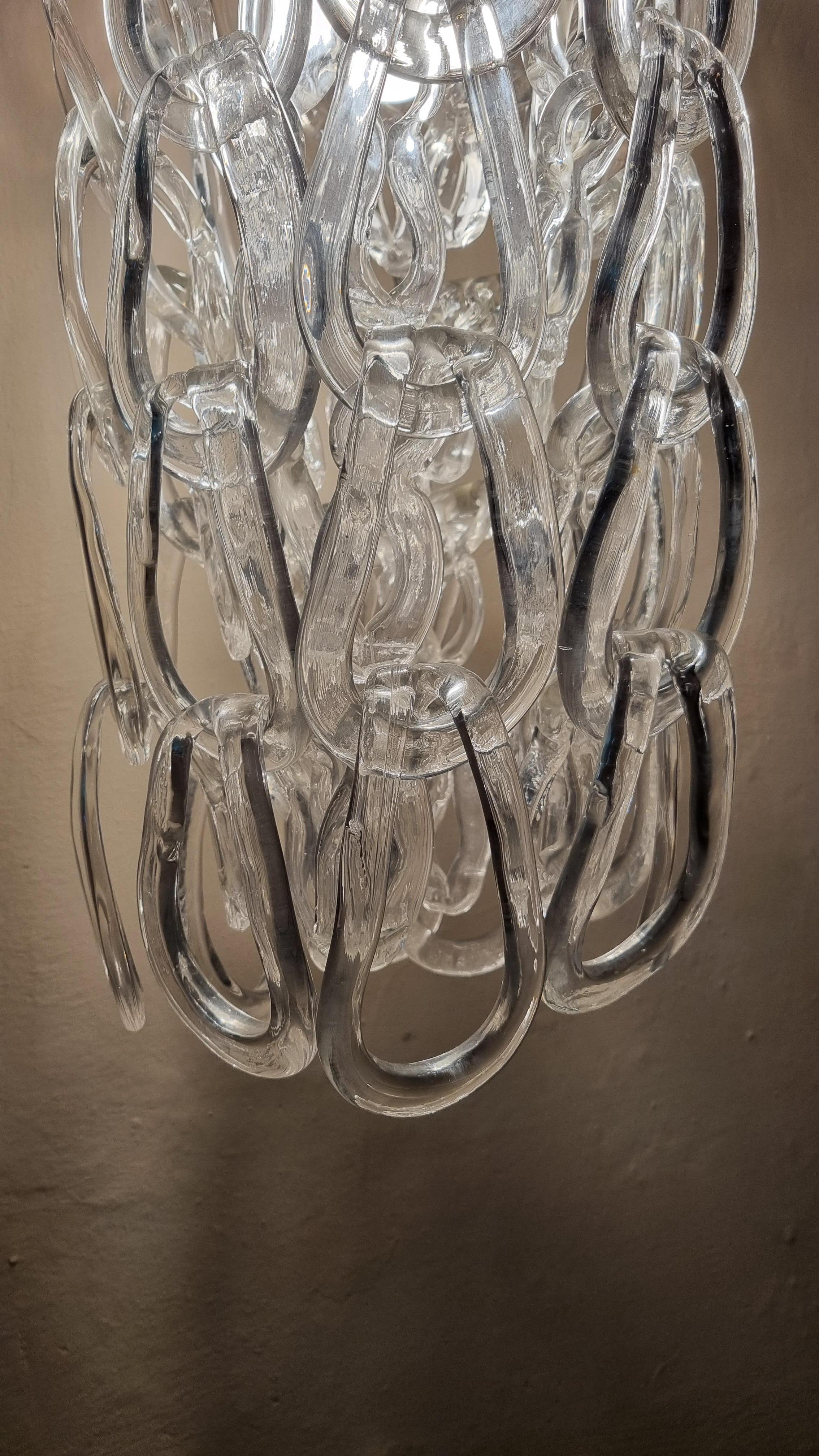 Glass Murano chandelier mod. Giogali designed by Angelo Mangiarotti for Vetreria Vistosi, 1970.