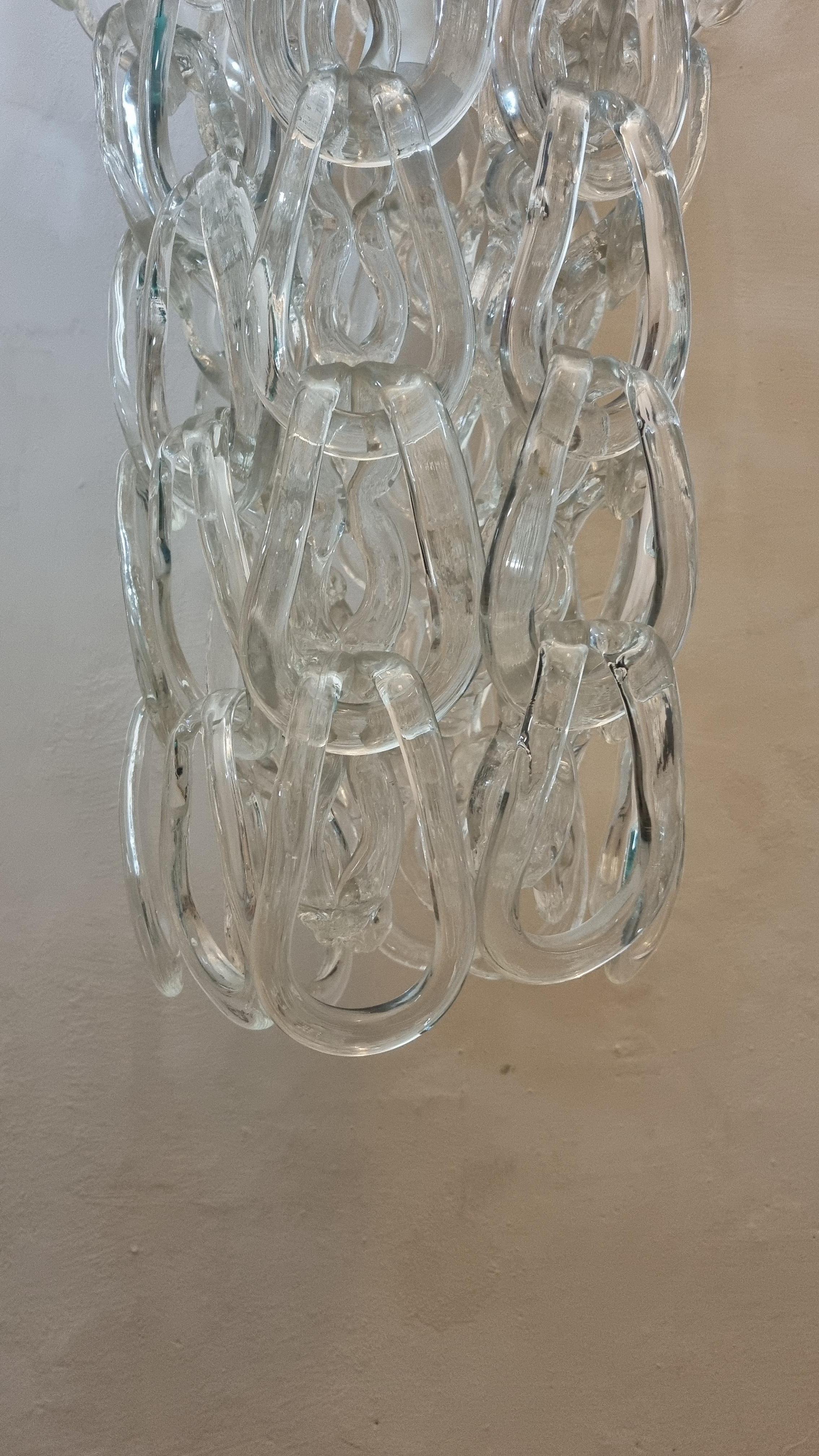 Italian Glass Chandelier Mod. Giogali by Angelo Mangiarotti for Vetreria Vistosi, 1970 For Sale
