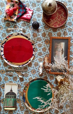 Glass Charger with Gold Rim Green