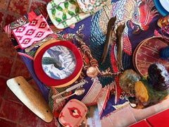 Glass Charger with Gold Rim Red