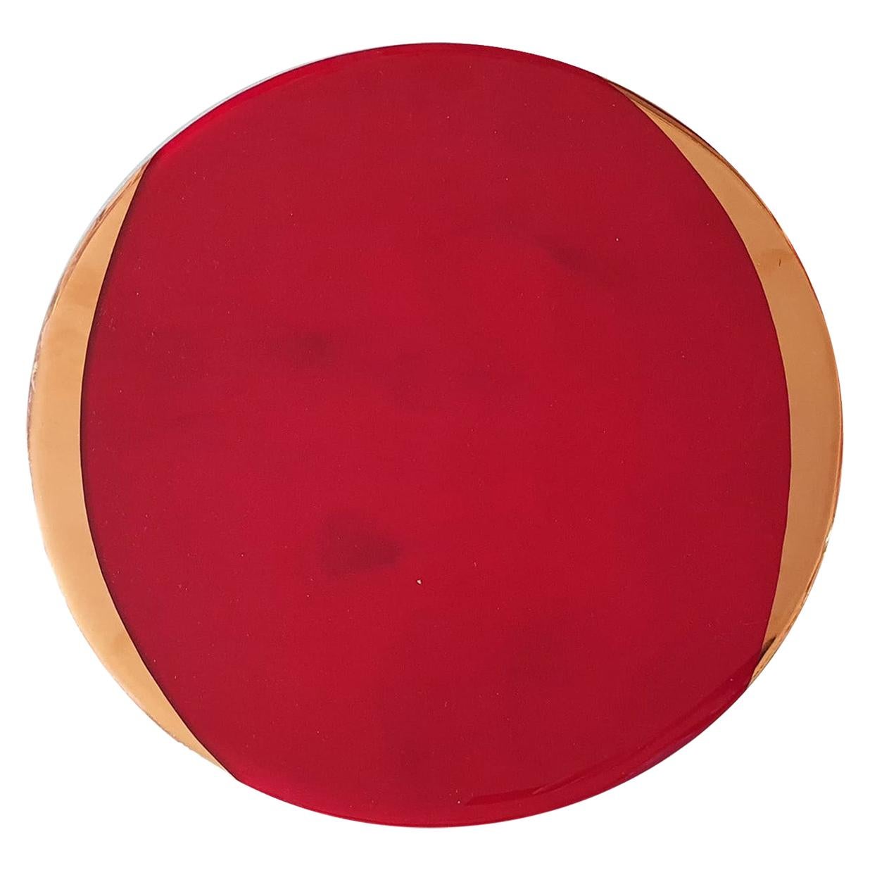 Glass Charger with Gold Rim Red