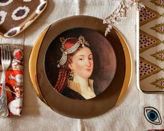 Glass Charger with Gold Rim Taupe