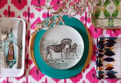 Glass Charger with Gold Rim Turquoise