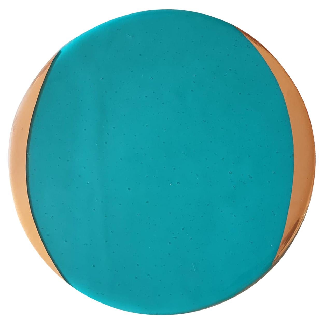 Glass Charger with Gold Rim Turquoise