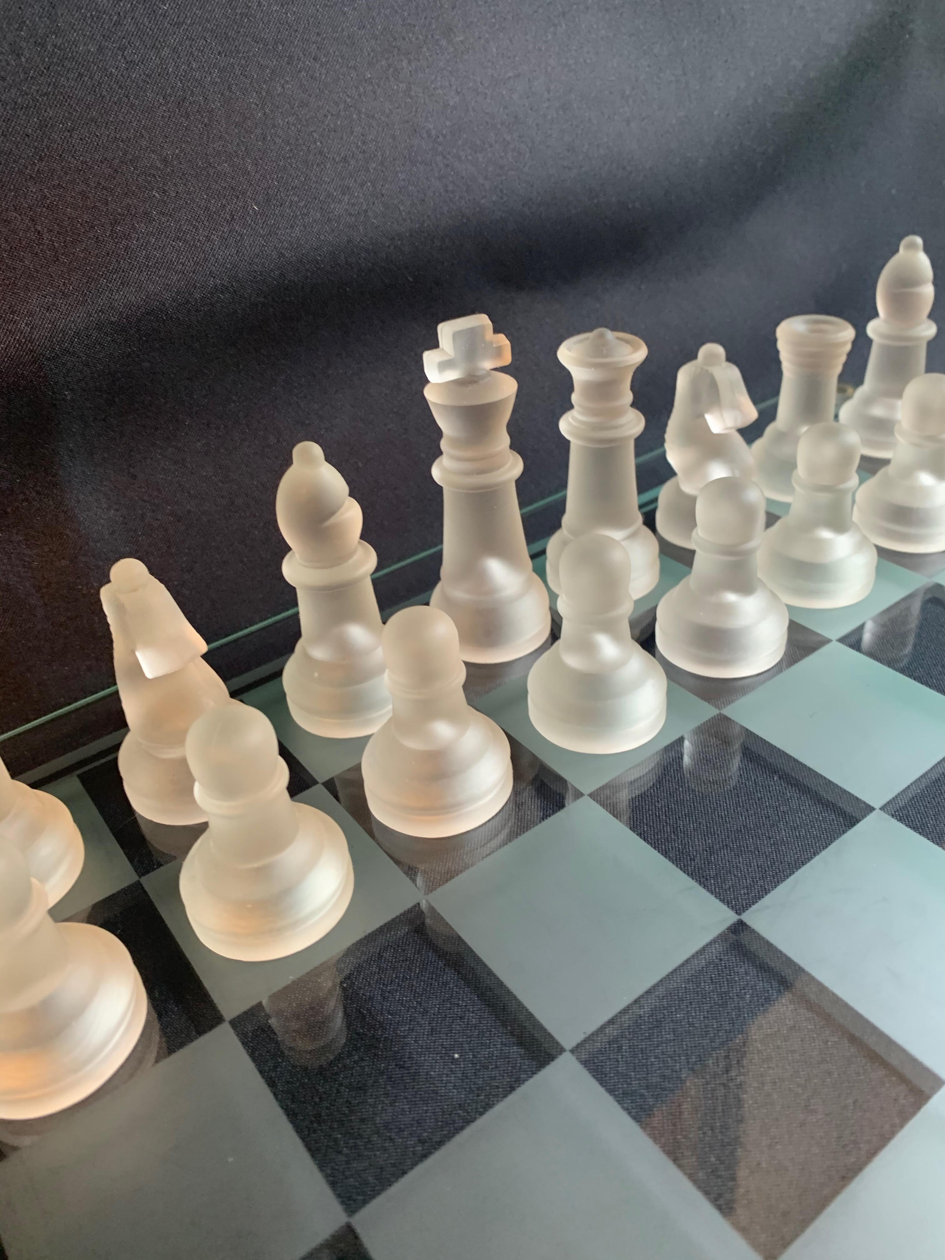 Mid-Century Modern Glass Chess Set