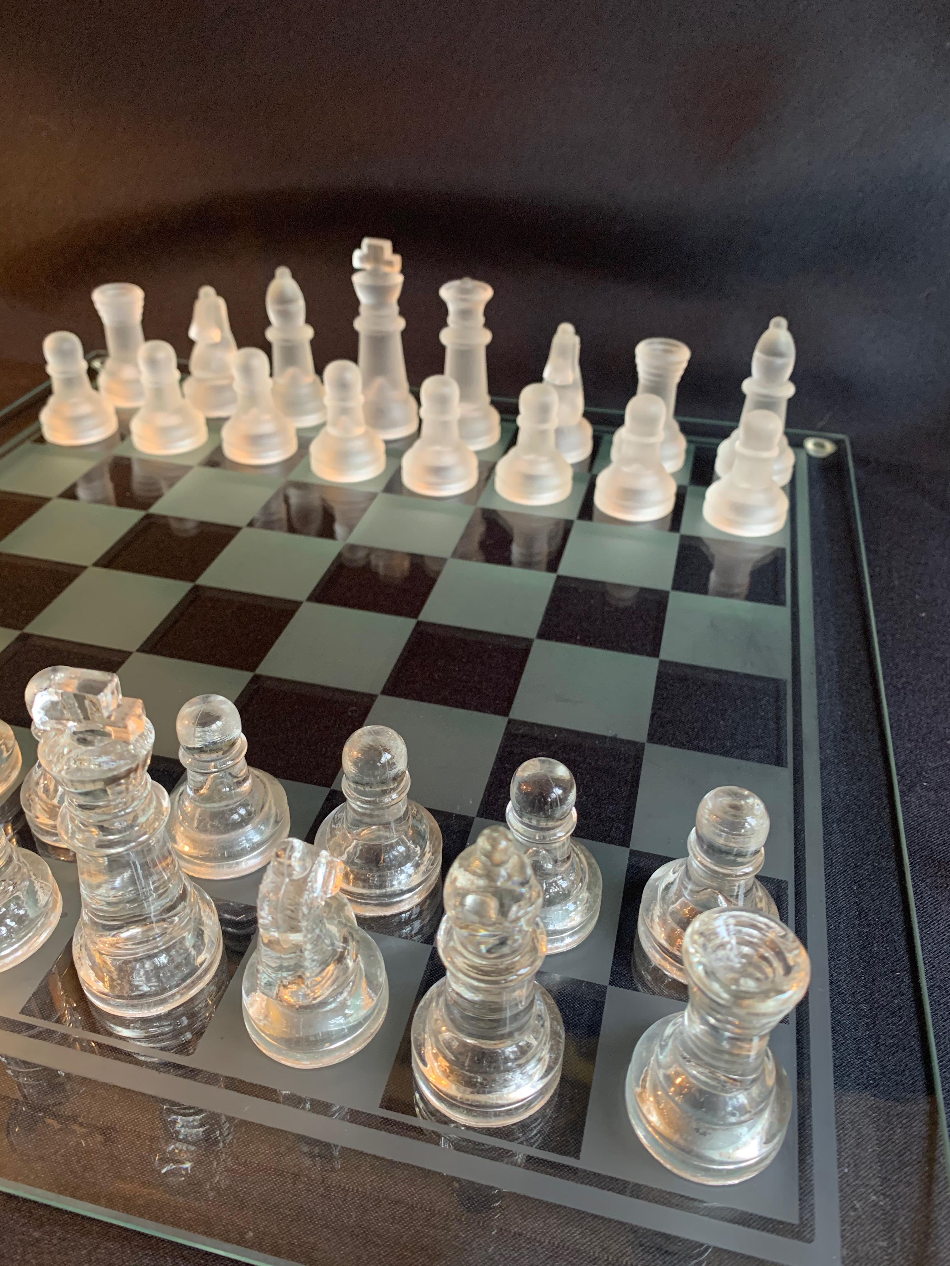 20th Century Glass Chess Set