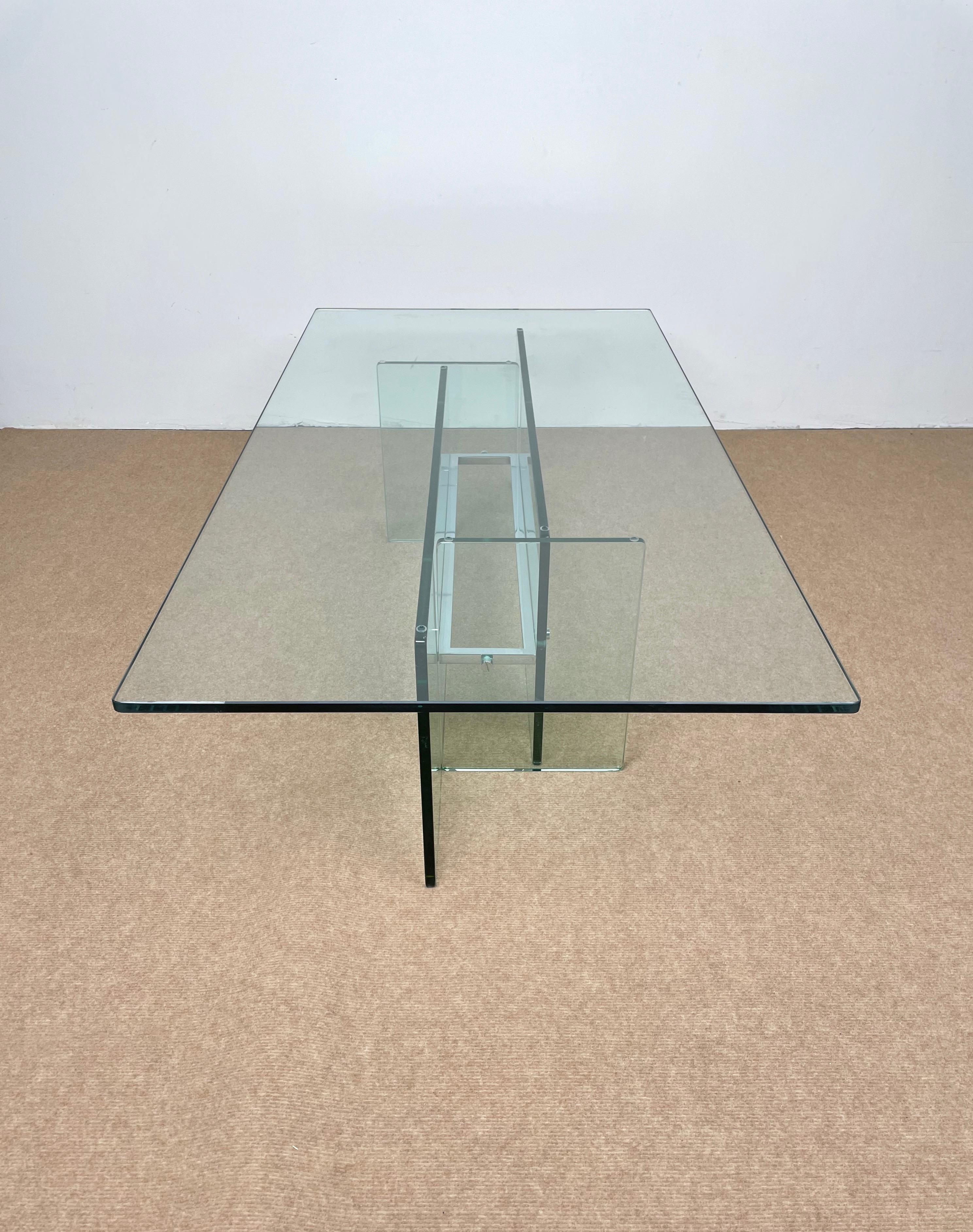 Glass & Chrome Coffee Table Attributed to Fontana Arte, Italy, 1970s For Sale 3