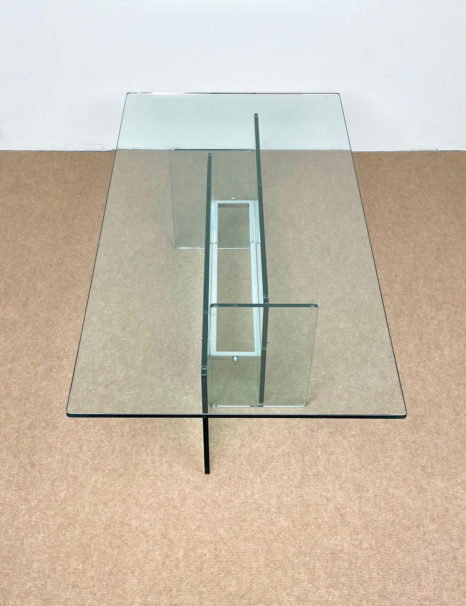 Glass & Chrome Coffee Table Attributed to Fontana Arte, Italy, 1970s For Sale 7