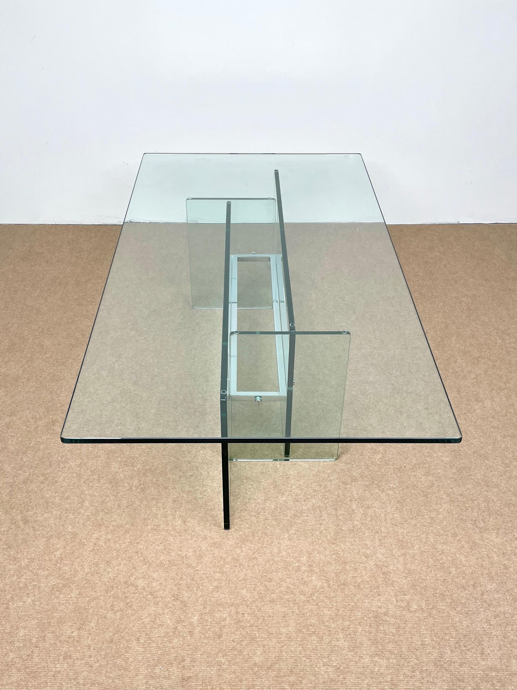 Mid-Century Modern Glass & Chrome Coffee Table Attributed to Fontana Arte, Italy, 1970s For Sale