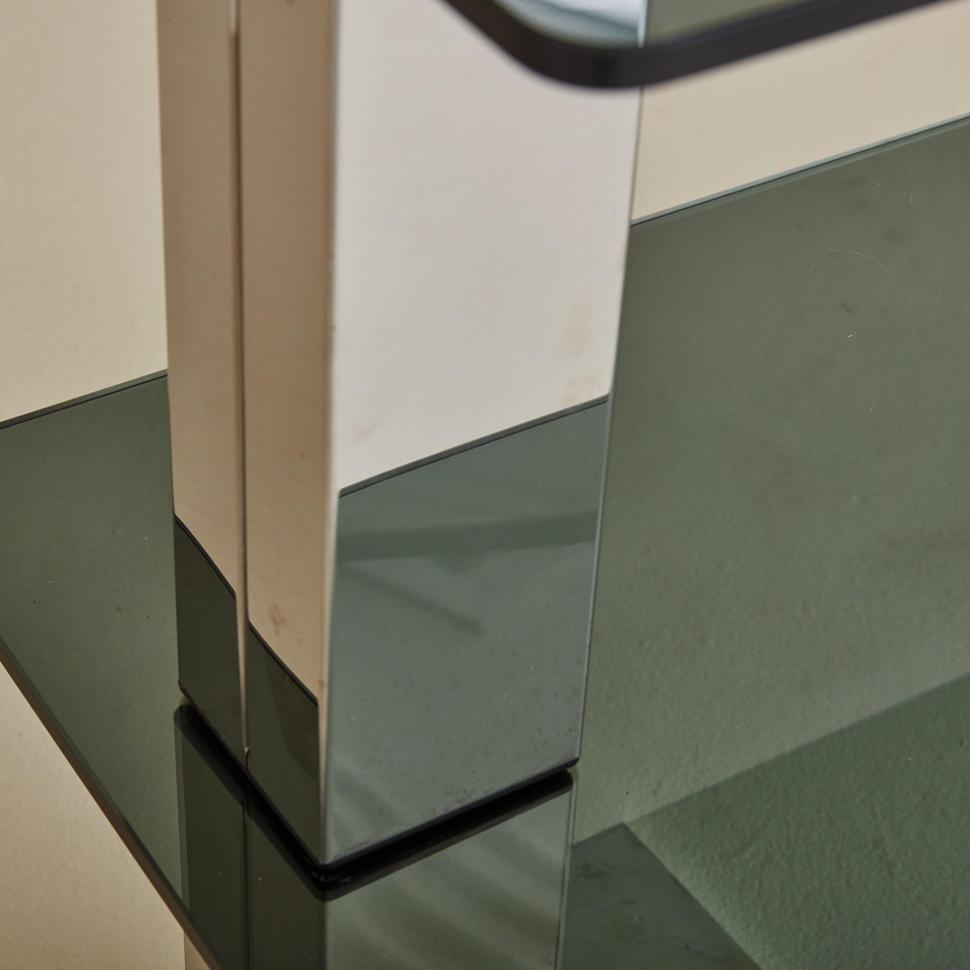 Glass + Chrome Console Table or Shelf, Italy 1970s For Sale 5