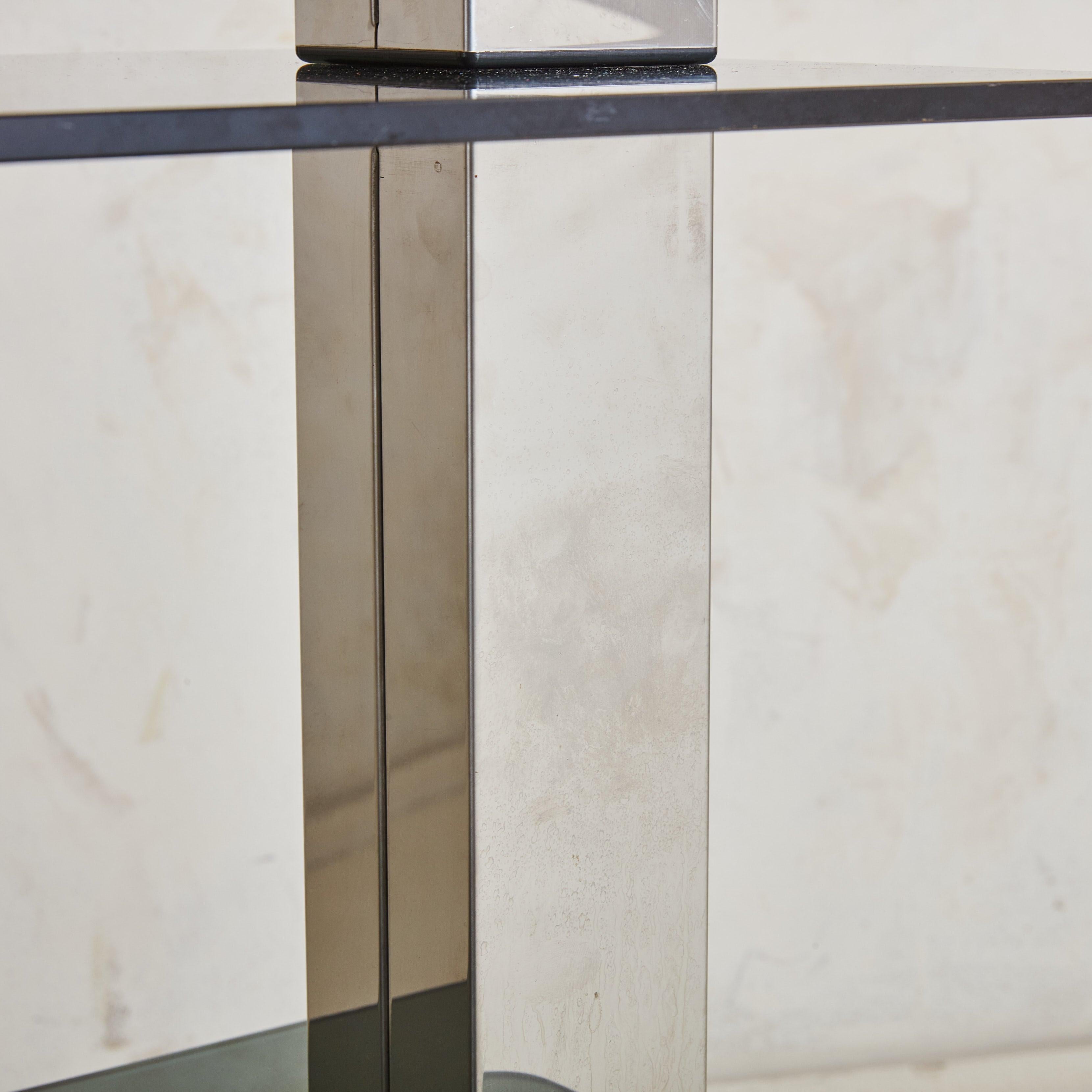 Glass + Chrome Console Table or Shelf, Italy 1970s In Good Condition For Sale In Chicago, IL