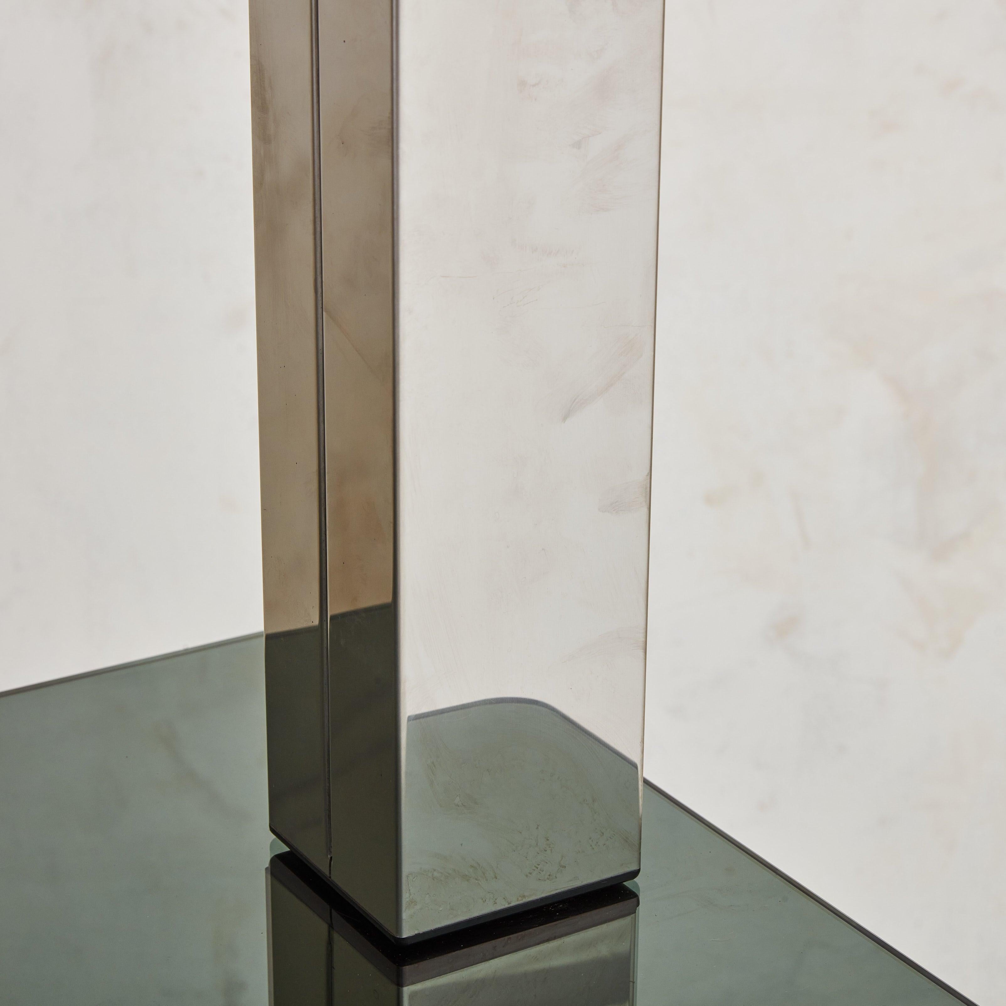 Glass + Chrome Console Table or Shelf, Italy 1970s For Sale 1