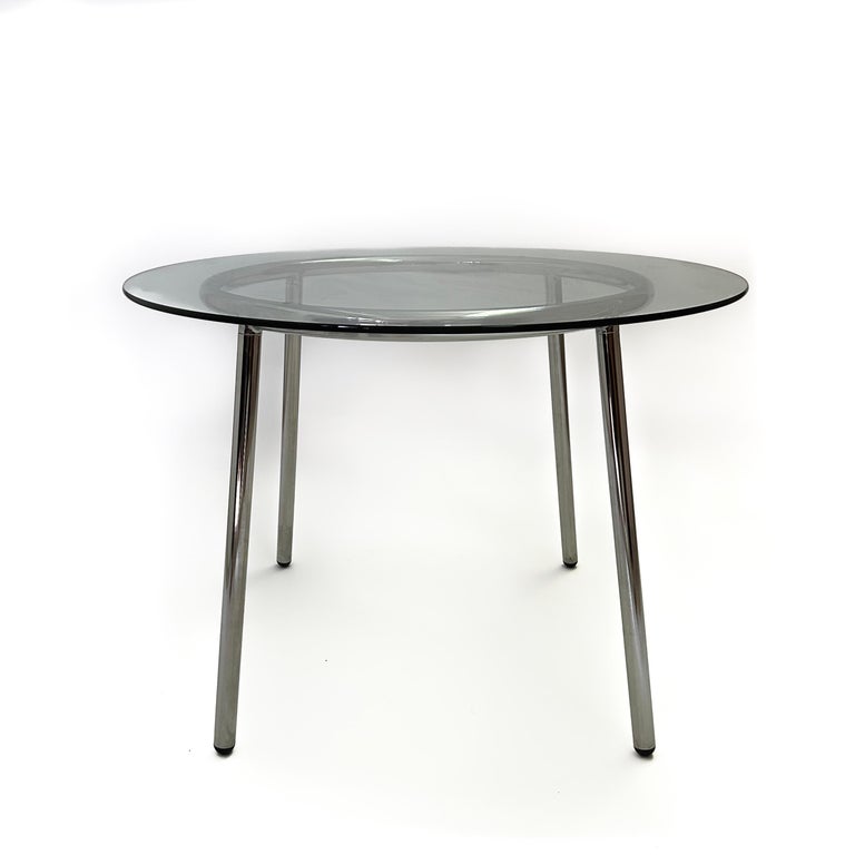 Glass and Chrome Dining Or Side Table, 1970s For Sale at 1stDibs | ikea  salmi table, ikea glass round table, salmi ikea