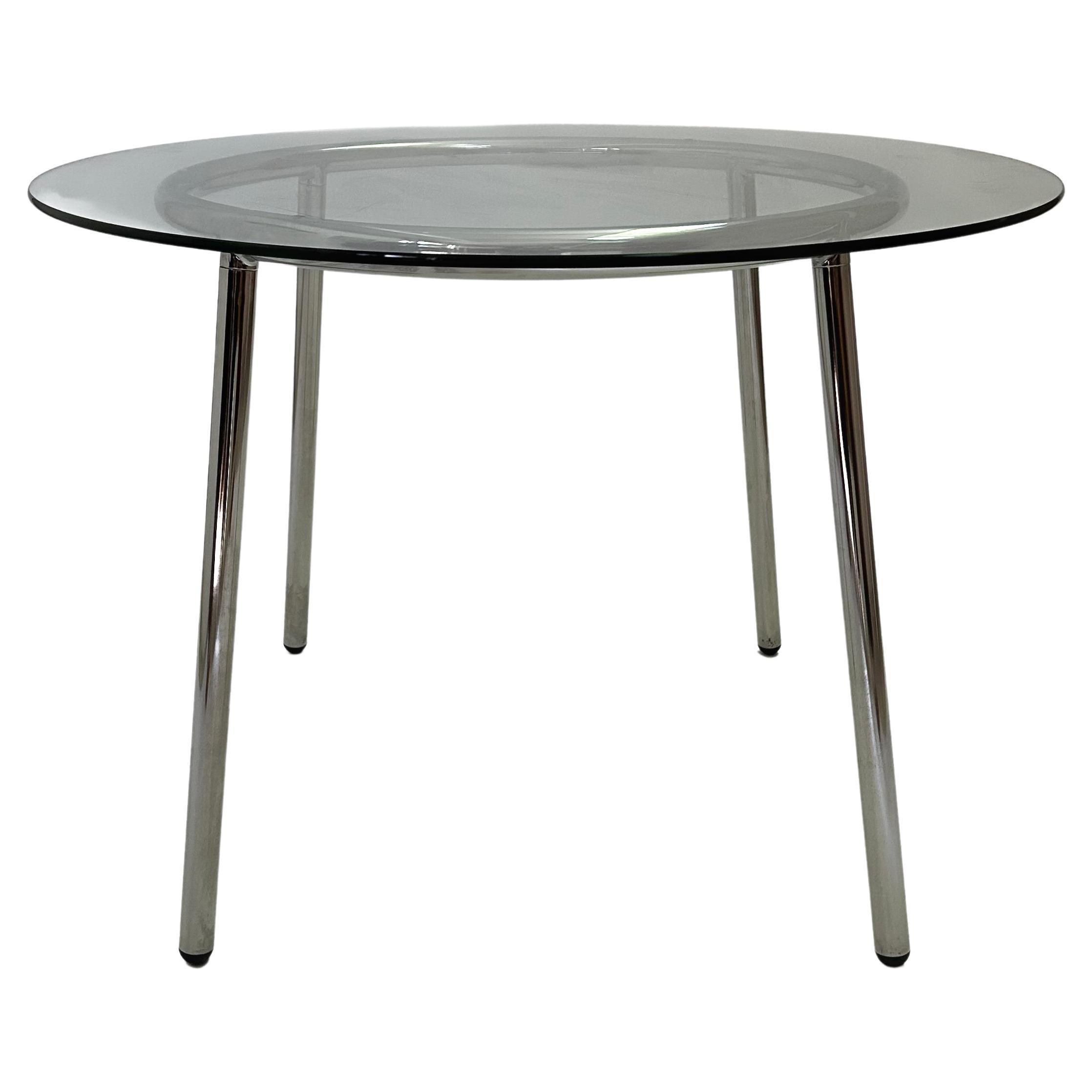 Glass & Chrome Dining Or Side Table, 1970s For Sale