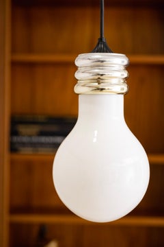 Pendelleuchte aus Glas und Chrom, Ingo Maurer zugeschrieben