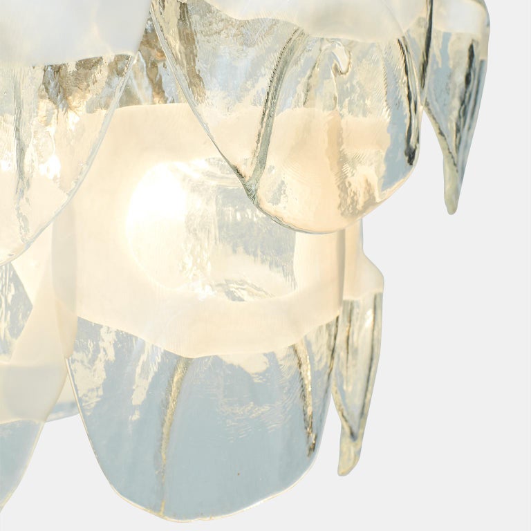 Italian Glass & Chrome Pendant, Attributed to Gino Vistosi For Sale