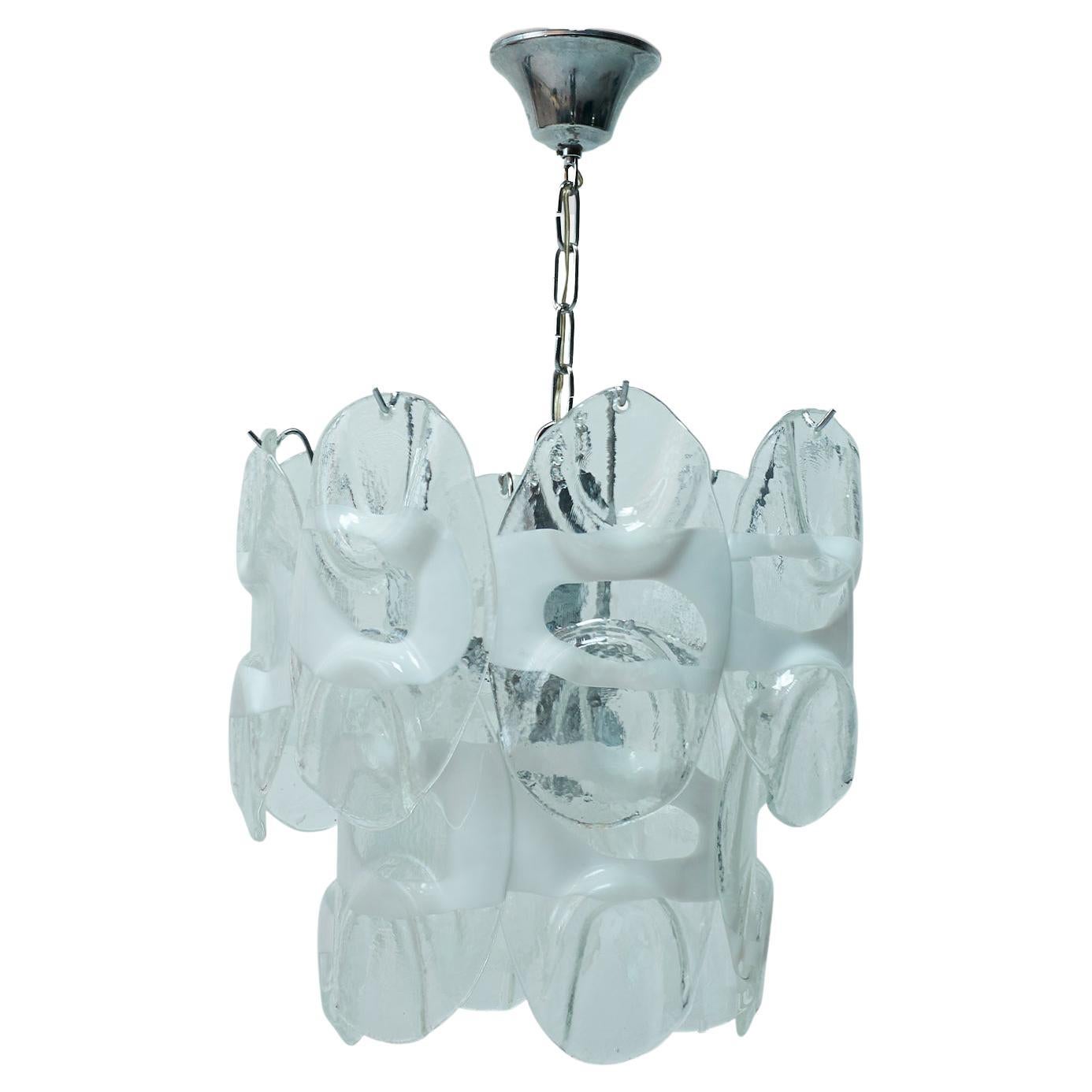 Lampe à suspension en verre et chrome, attribuée à Gino Vistosi