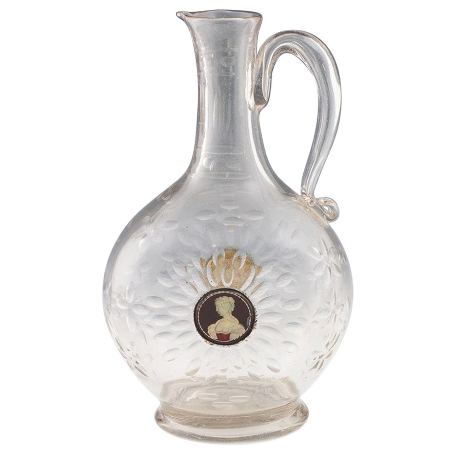 Glass Claret Jug With Zwischengoldglas Medallions - c1775 For Sale