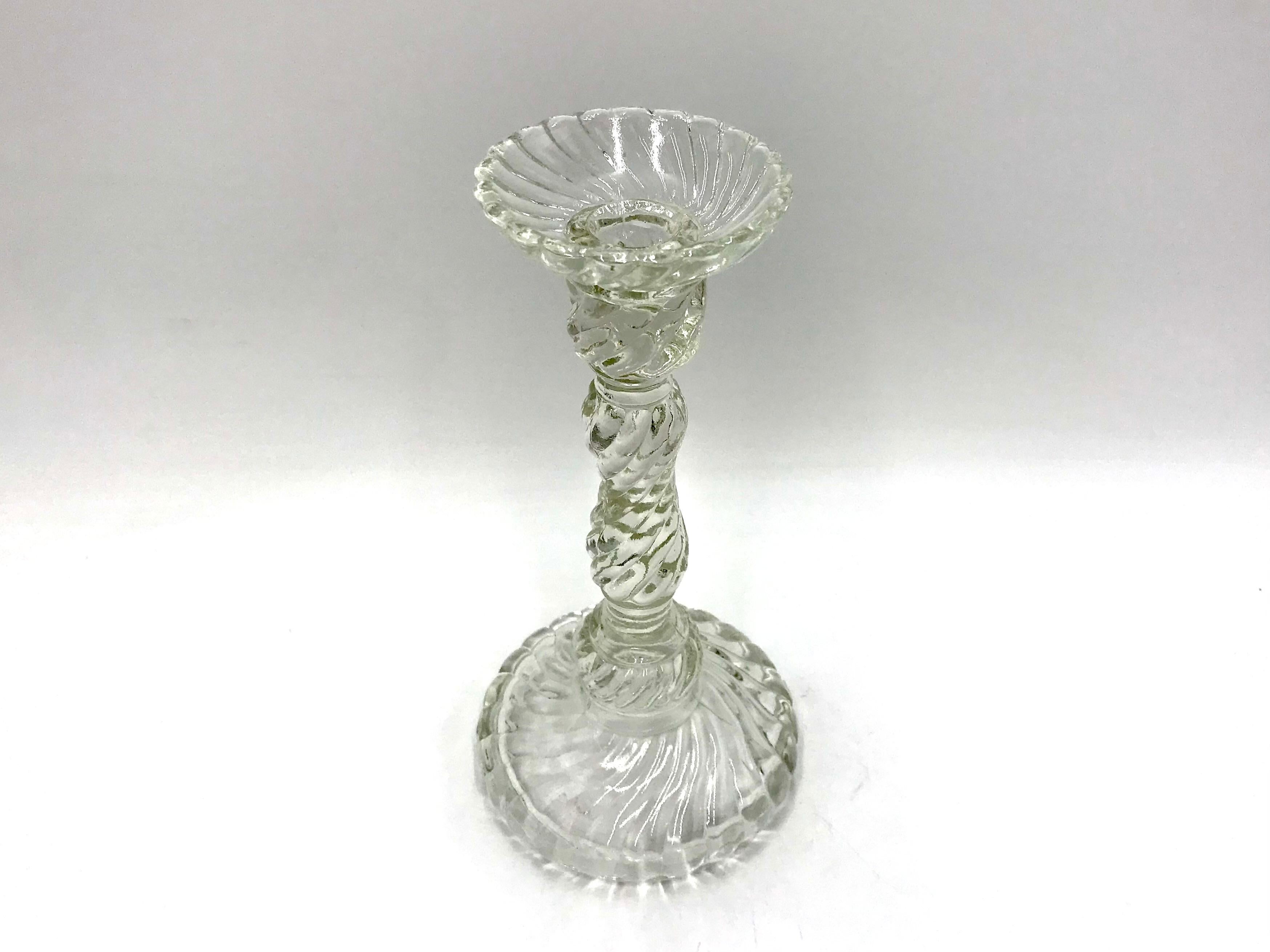 Clear candlestick, Poland
Produced in 1970-1980s. 
Measures: height 22cm diameter 7,5cm.