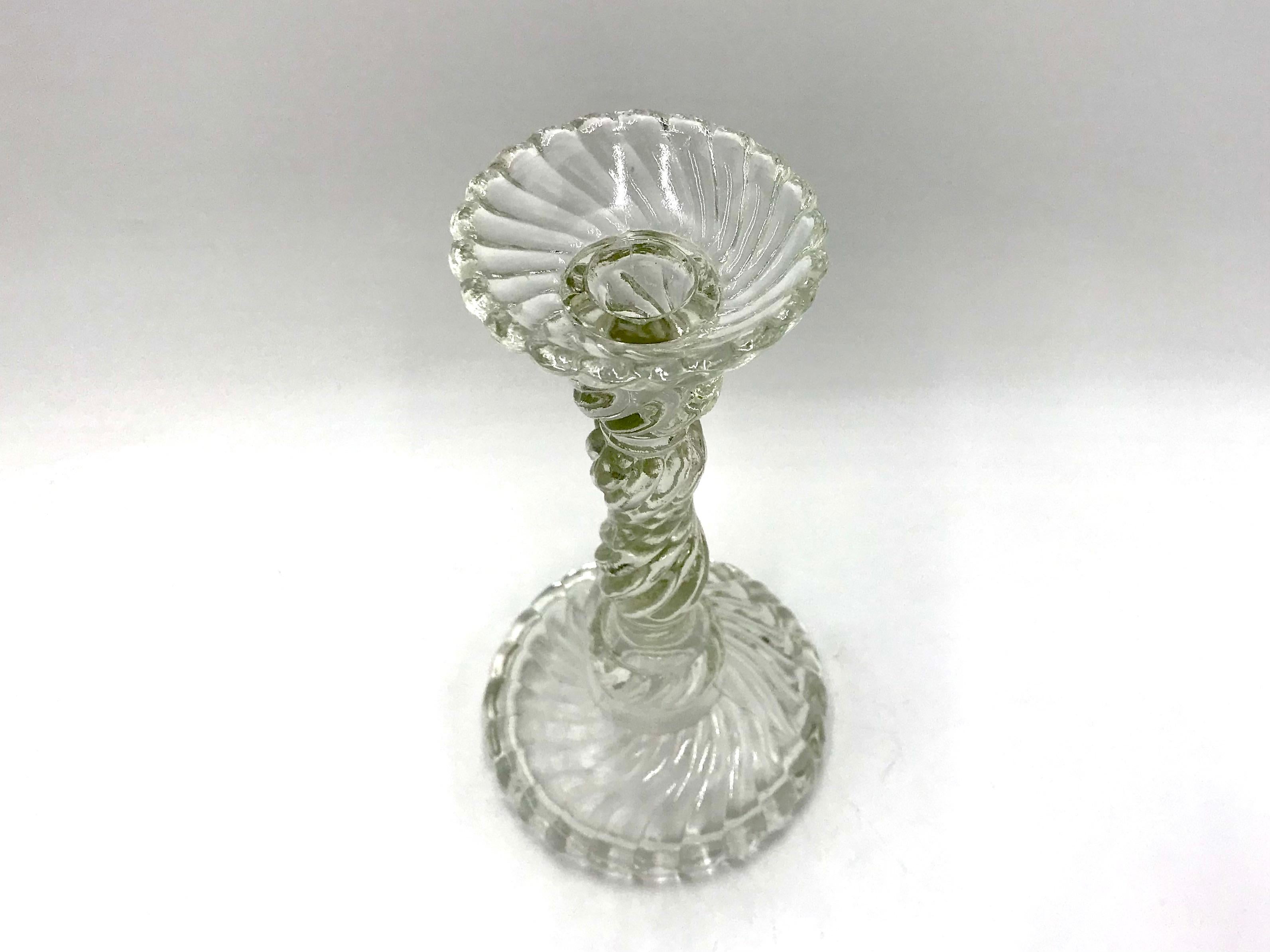 Mid-Century Modern Glass Clear Candlestick, Poland, 1970s For Sale