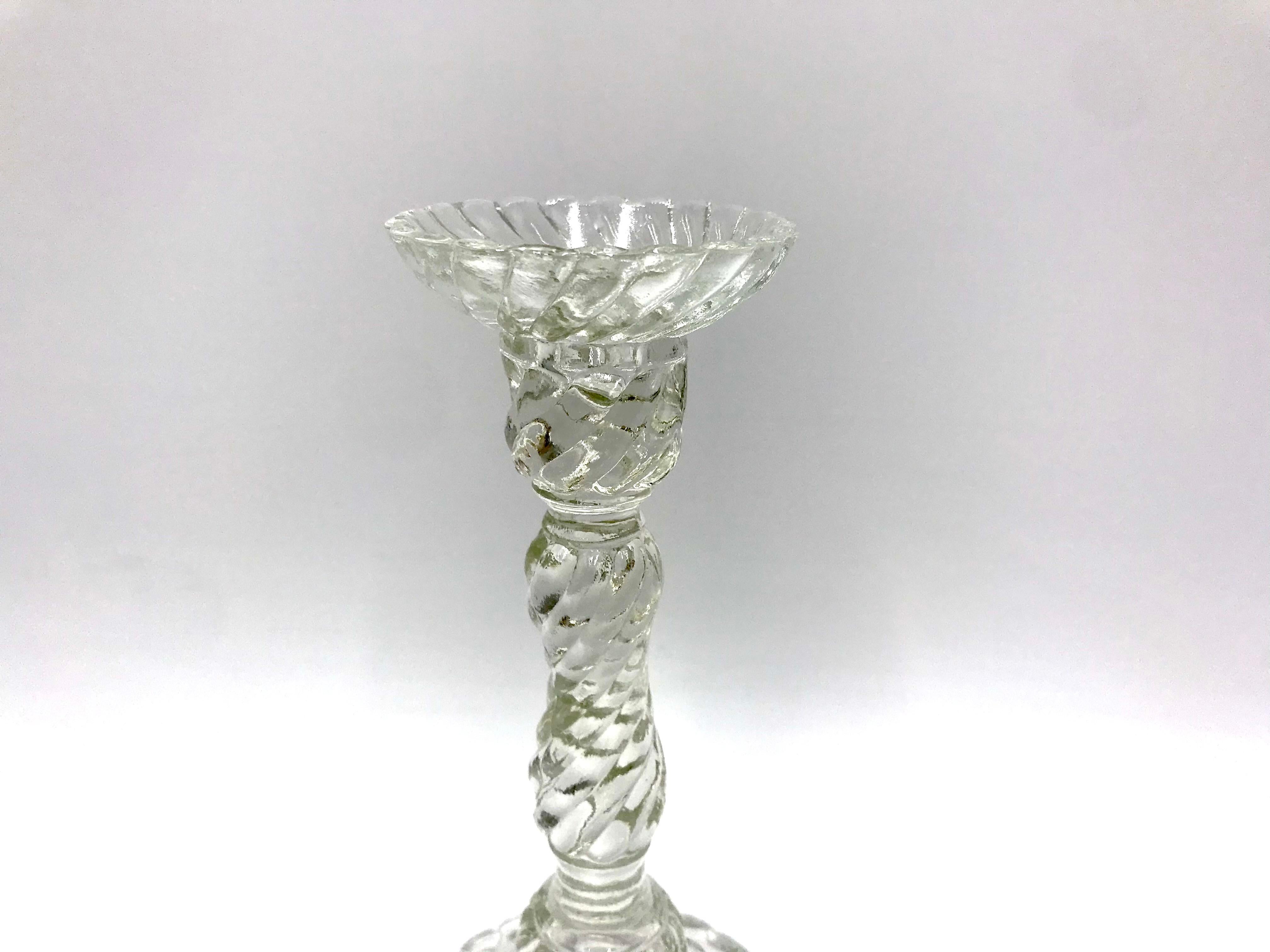 Glass Clear Candlestick, Poland, 1970s In Good Condition For Sale In Chorzów, PL