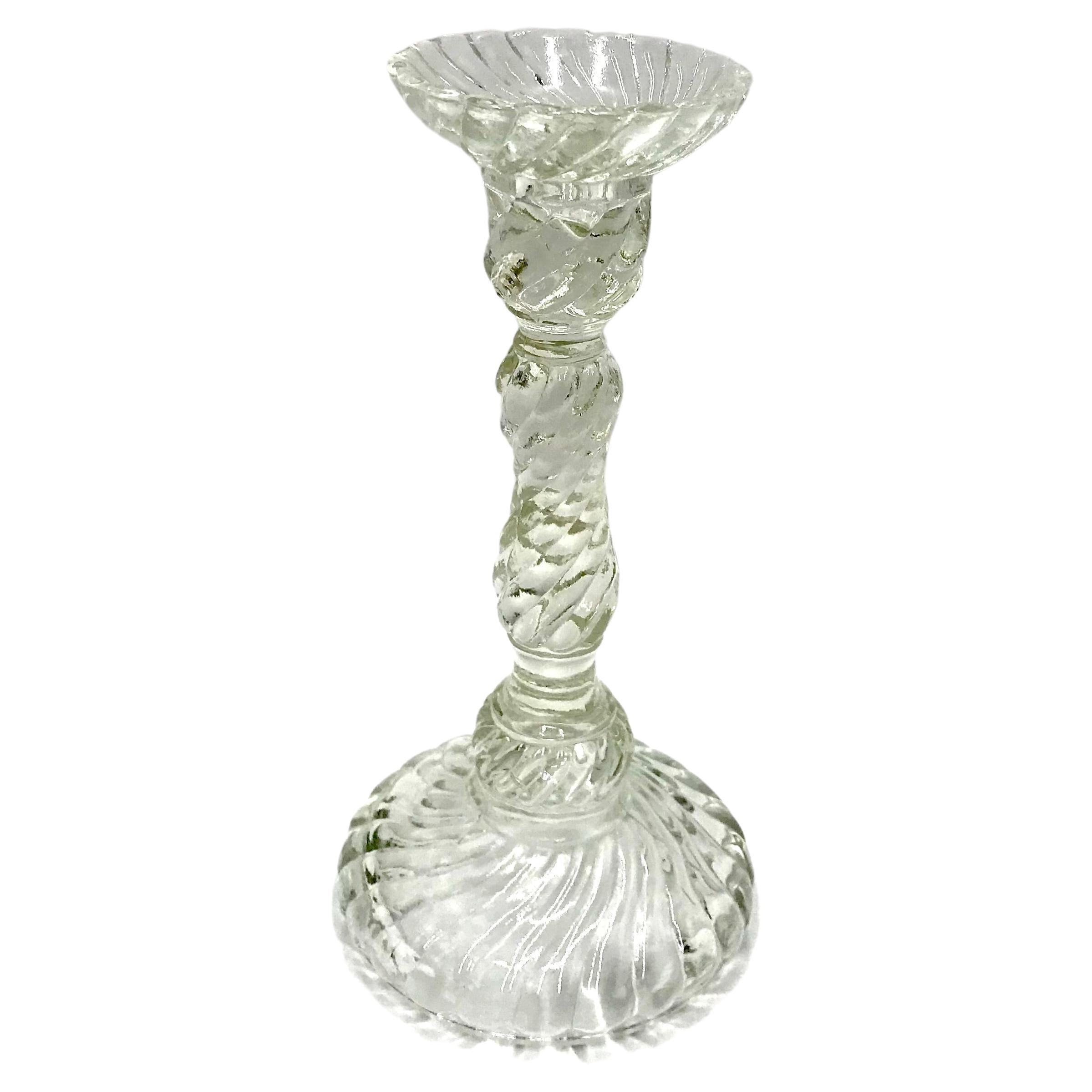 Glass Clear Candlestick, Poland, 1970s For Sale