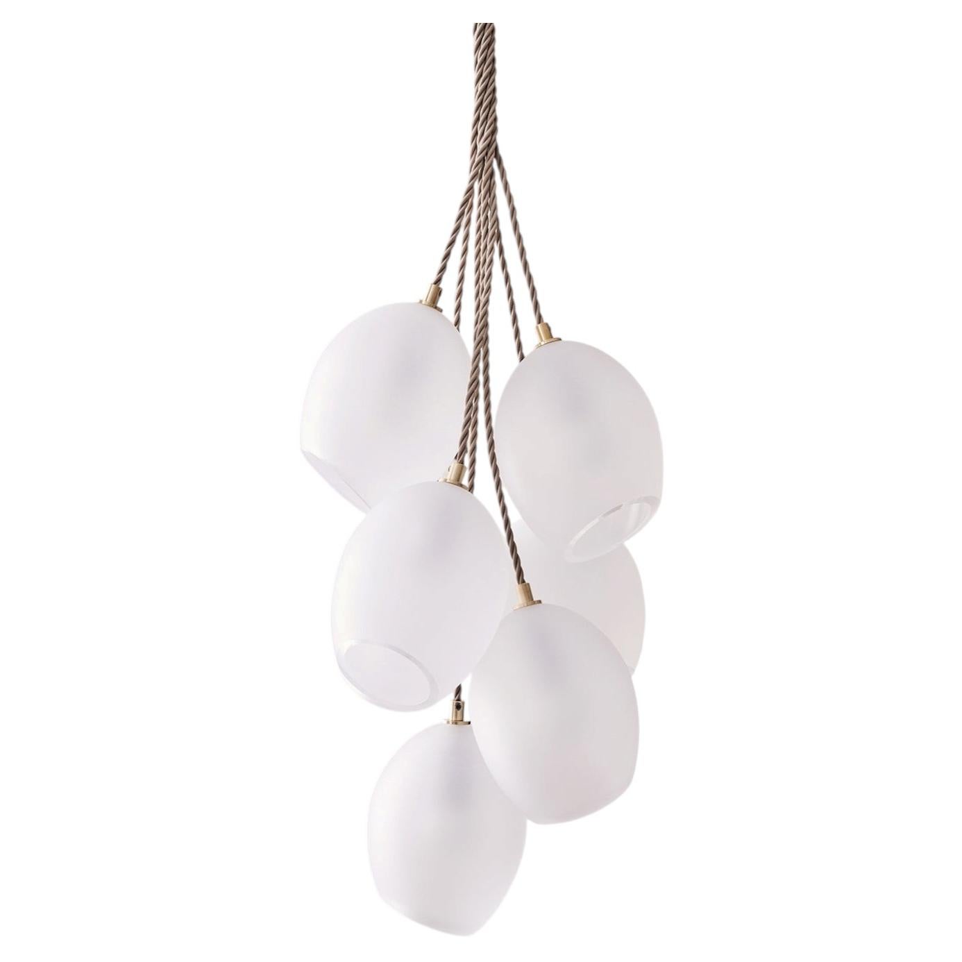 Lampadario a sospensione Glass Cluster 7 in vetro e porcellana di Farrah Sit