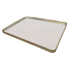 Glass Cocktail Tay with pierced Brass Gallery